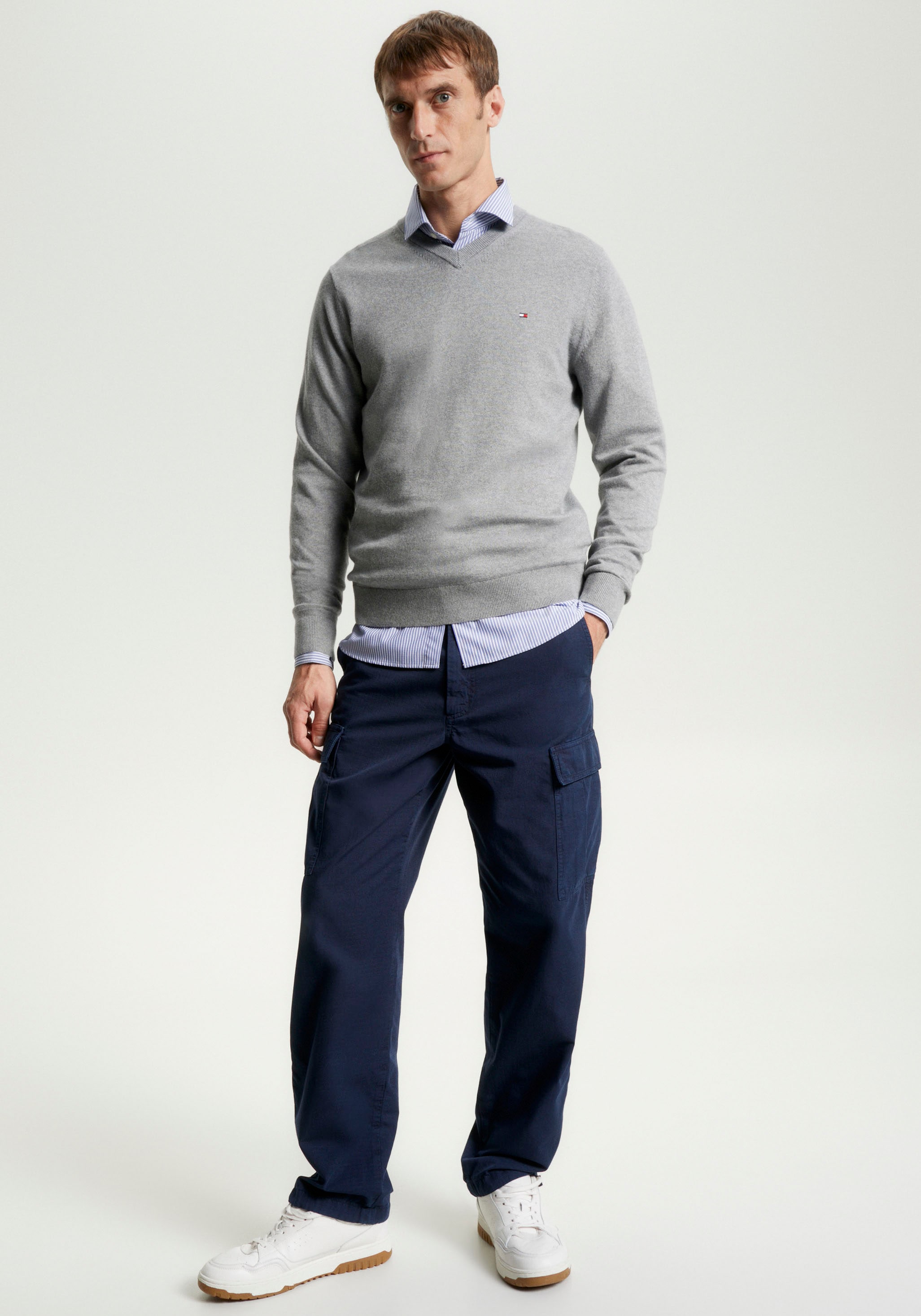 Tommy Hilfiger V-Ausschnitt-Pullover »PIMA bestellen V CTN CASHMERE online Jelmoli-Versand ORG NECK« 