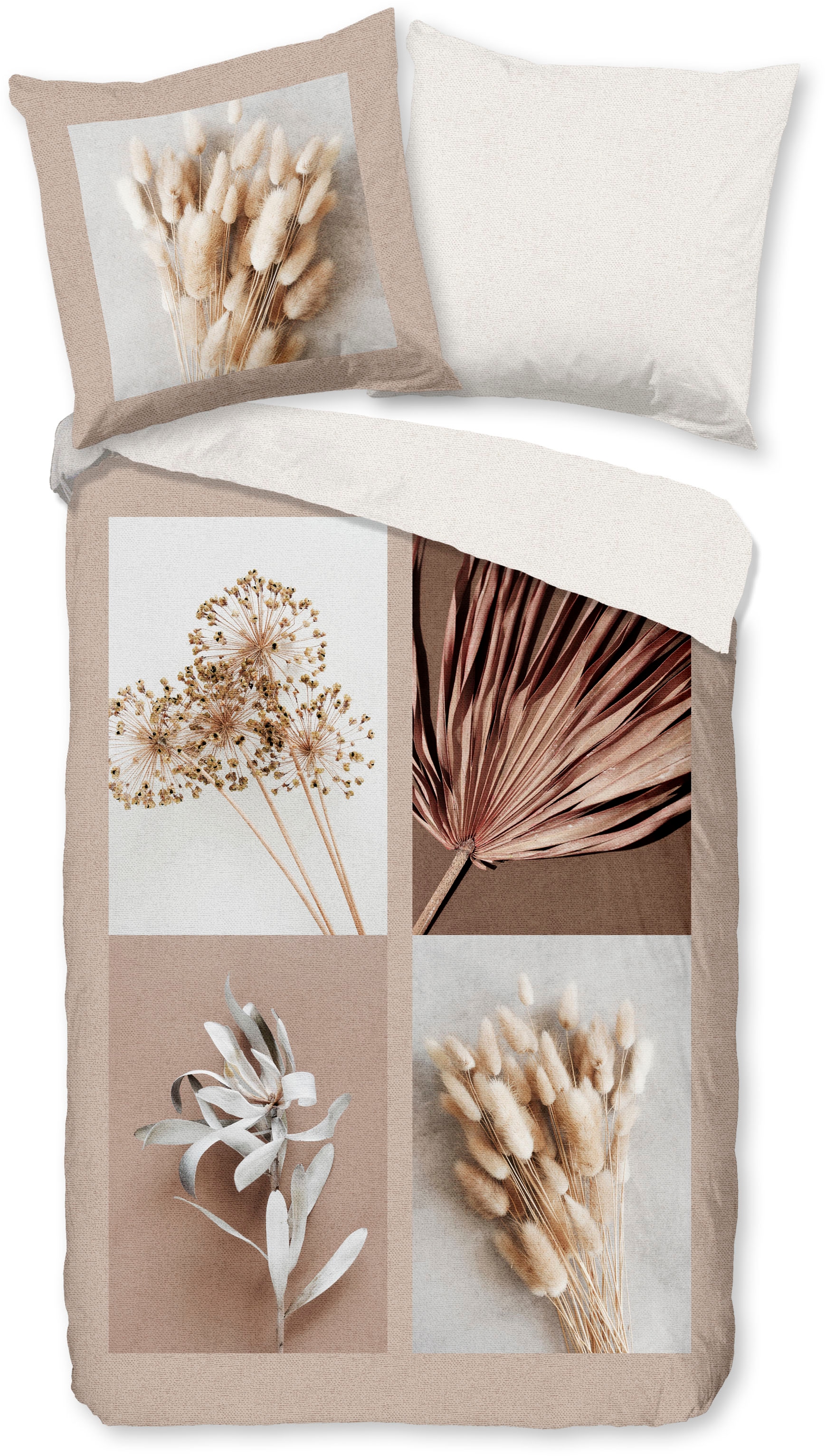 good morning Wendebettwäsche »Kami«, 100% Baumwolle, Renforcé, 135x200, Reissverschluss, Wendeoptik, Sand