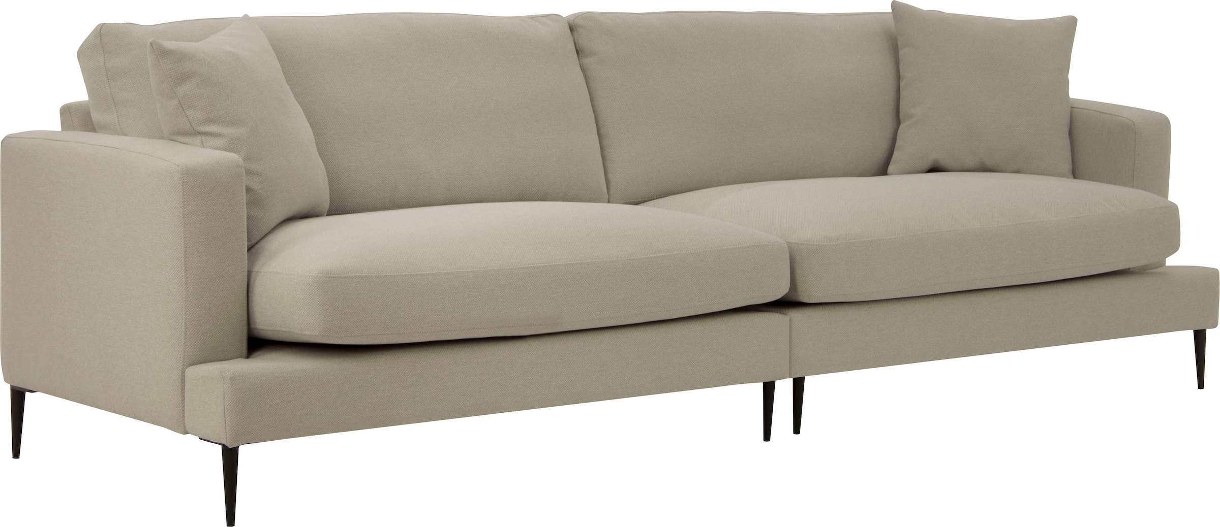 Leonique 3-Sitzer »Cozy elegantes Designsofa, Masse B/T/H: 211/97/80 cm«, mit losen Kissen und Metallbeinen