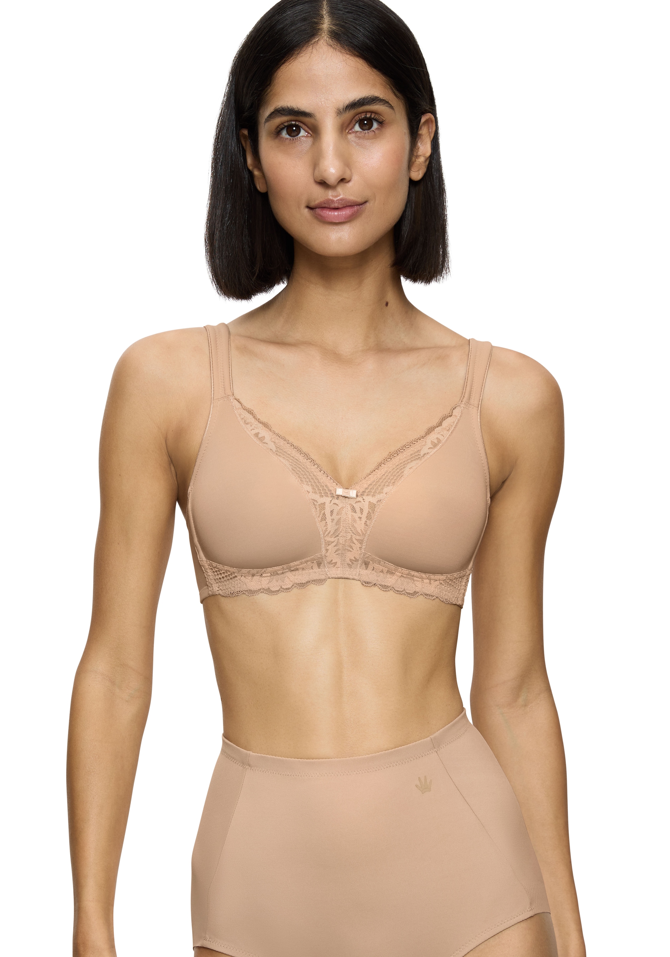 Triumph Bügelloser BH »Modern Lace+Cotton« Spitzeneinsätze, starker Halt ohne Bügel, atmungsaktiv, leicht
