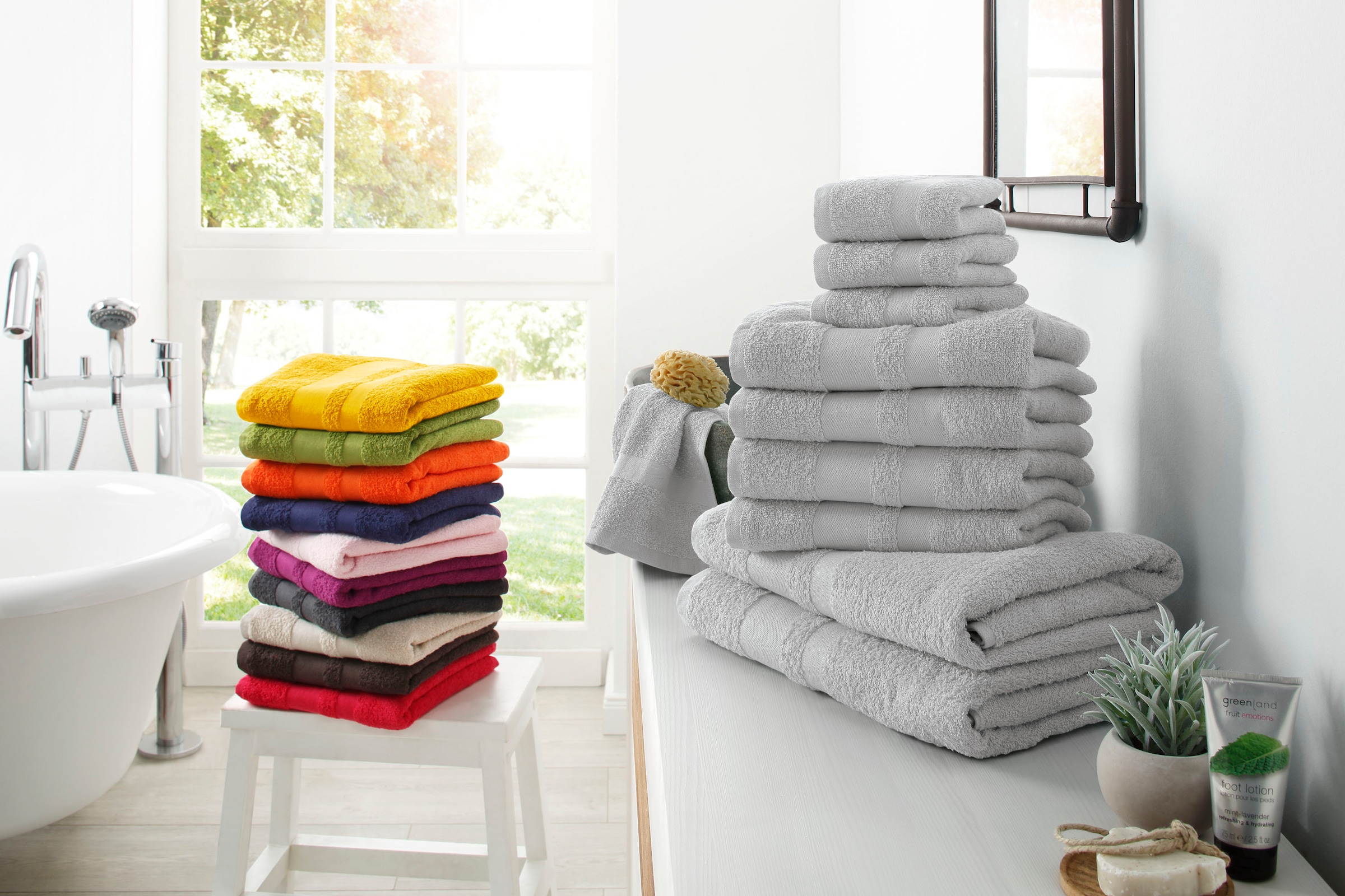 my 10 shoppen Set, Handtuch Handtücher aus Jelmoli-Versand home tlg., »Vanessa«, Bordüre, | Baumwolle online Set einfarbiges Handtuch-Set Walkfrottee, 100% mit