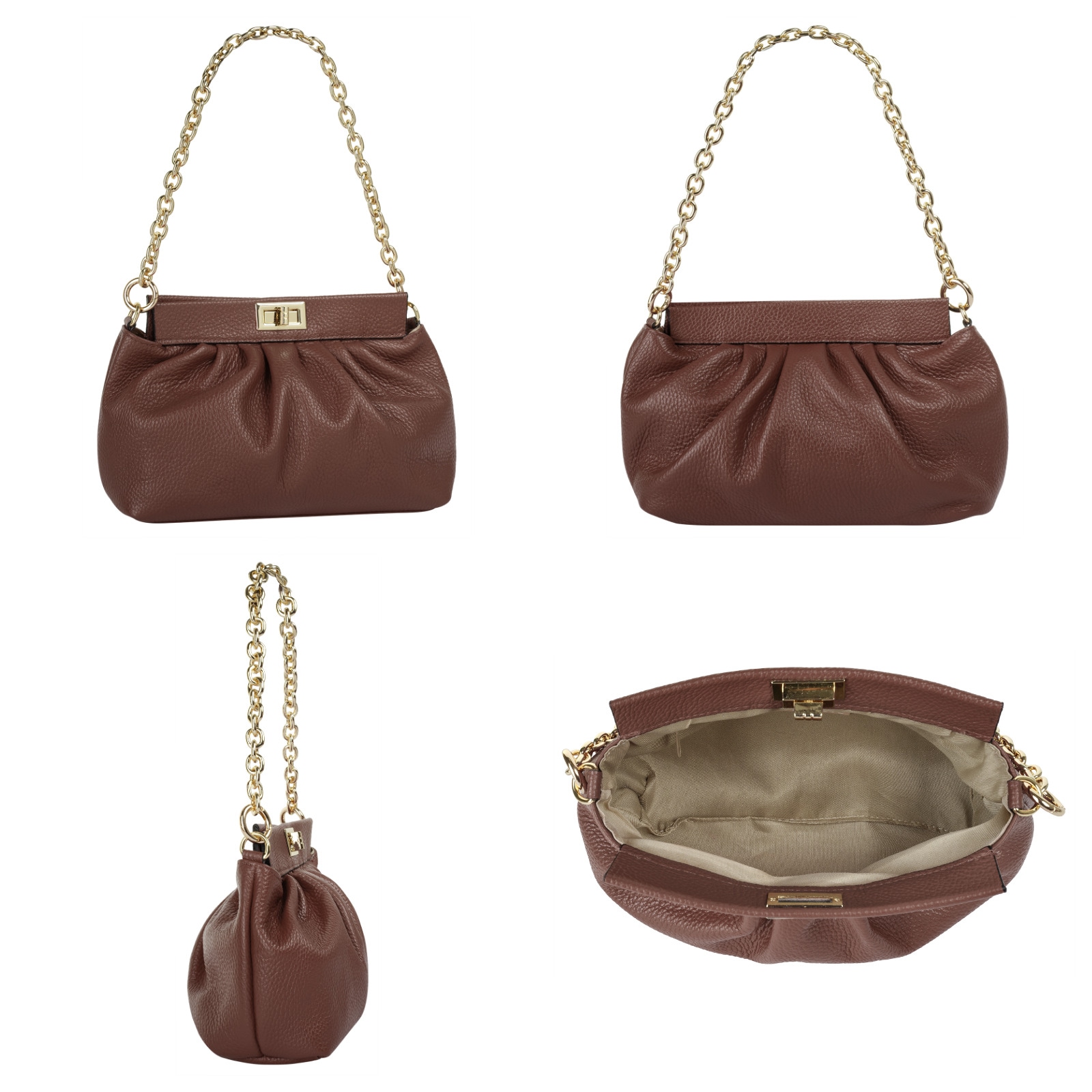 Cluty Umhängetasche, echt Leder, Made in Italy