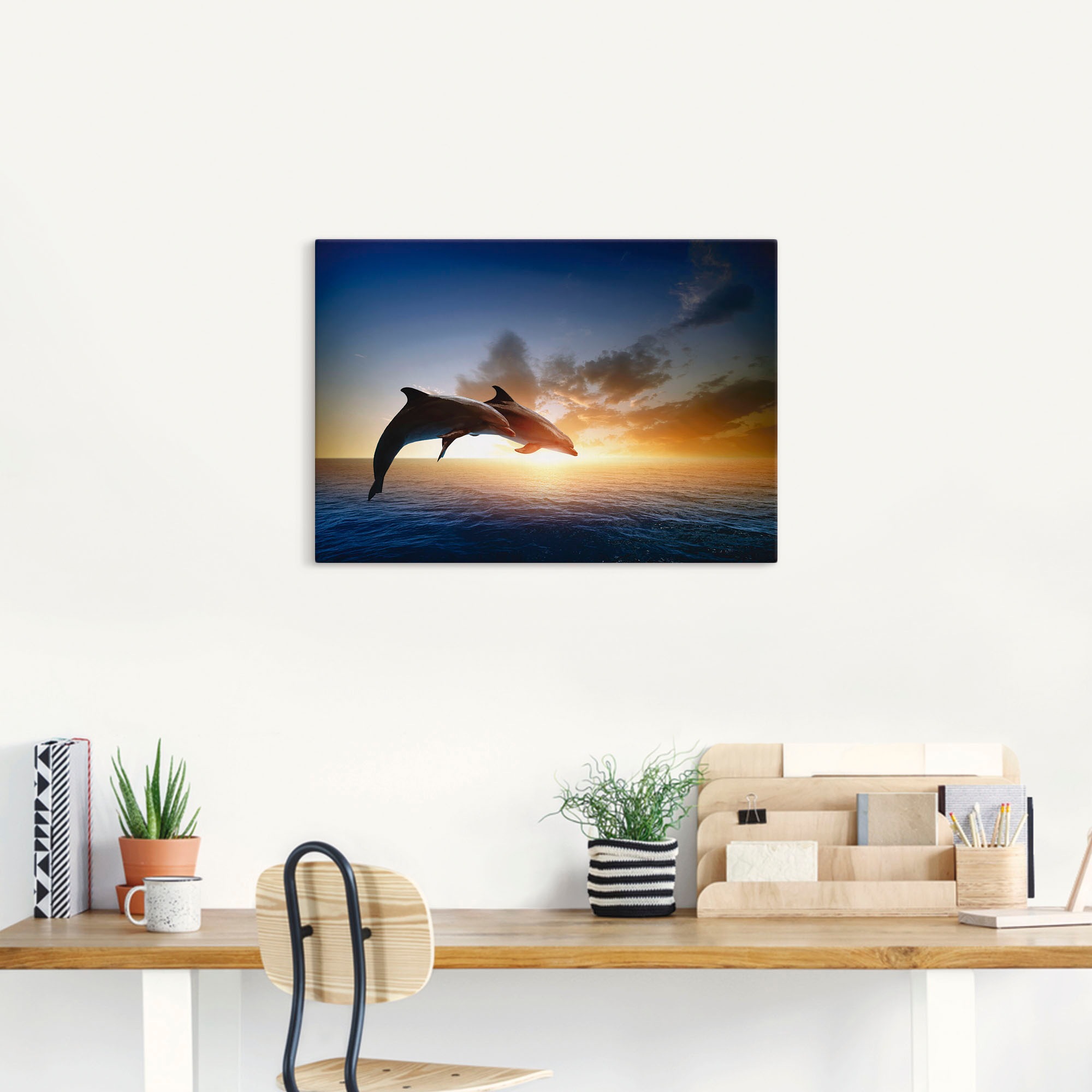 Artland Wandbild »Delfinpaar«, Wassertiere, (1 St.), als Leinwandbild, Poster, Wandaufkleber in verschied. Grössen