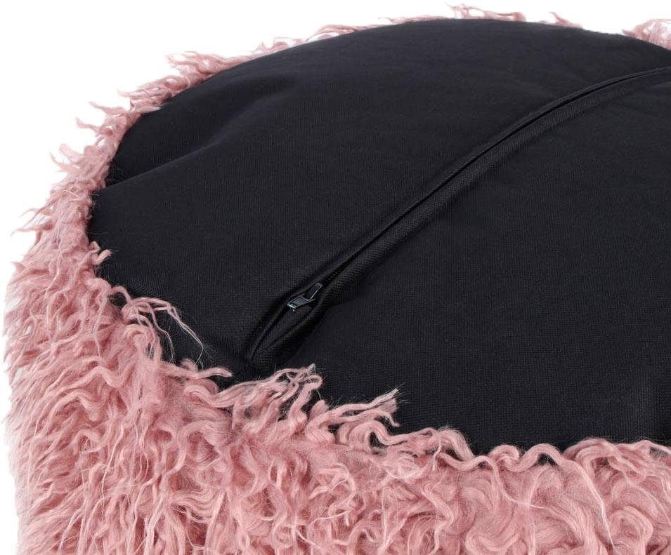 Kayoom Pouf »Fellpouf Bobtail 125, Fellhocker in zweifarbigem Design«, (1 St.), modern, dekorativ, kindersicherer Reissverschluss an der Unterseite