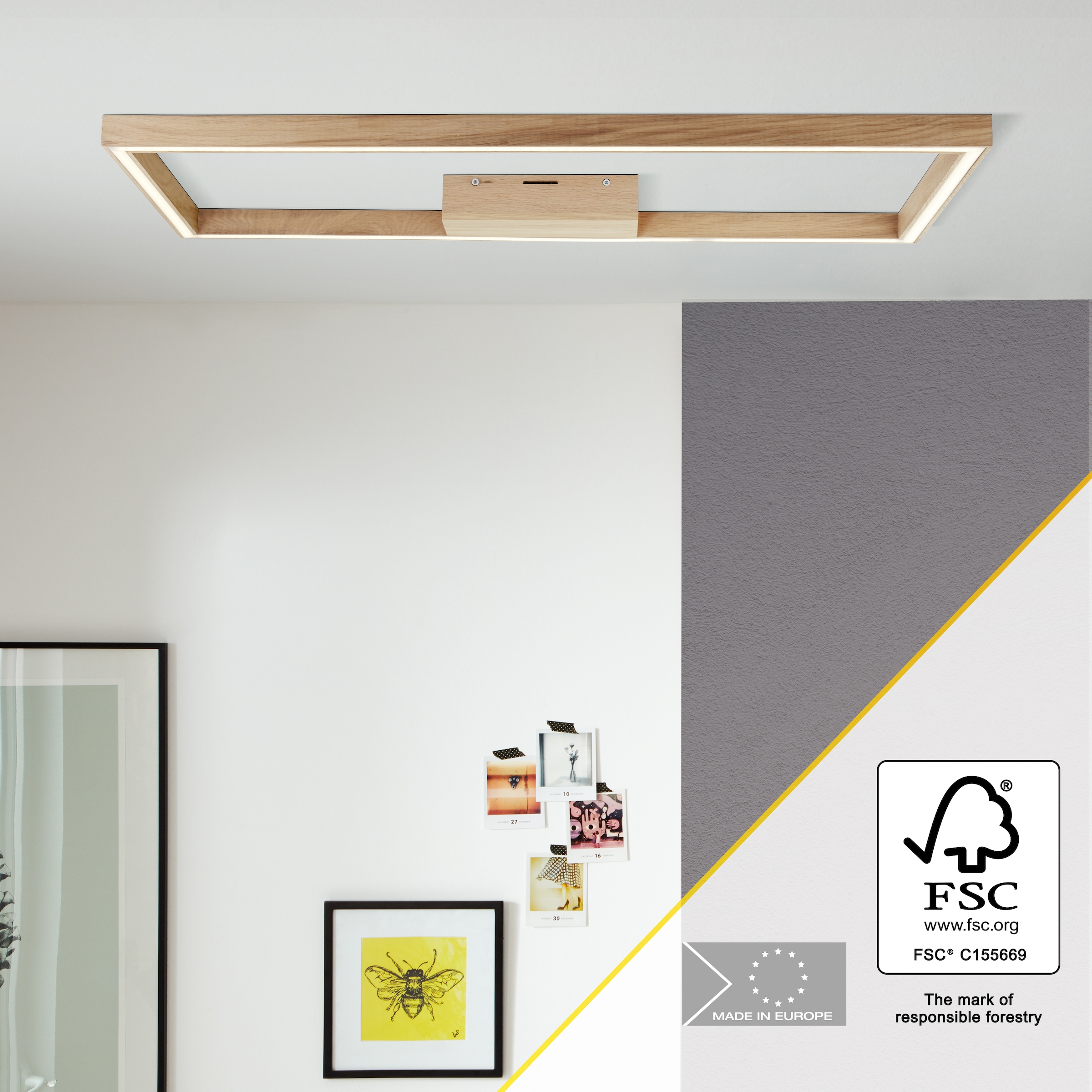 Brilliant LED Deckenleuchte »Delgrosso«, 1 flammig, Leuchtmittel LED-Modul | LED fest integriert, 83 x 38 cm, 2600 lm, warmweisses Licht, Holz/Kunststoff, eiche geölt