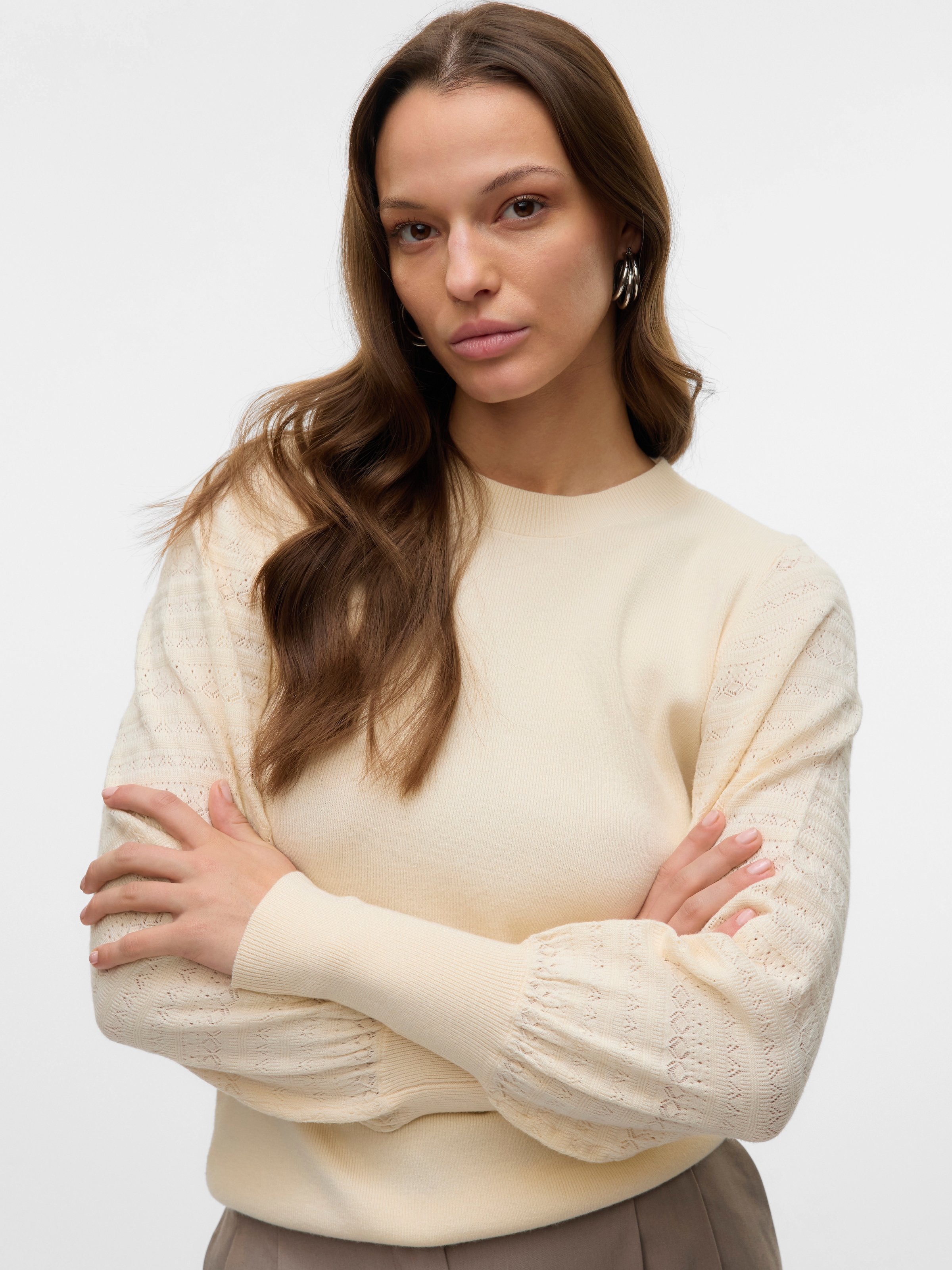 Vero Moda Strickpullover »VMHOLLYPOINTELLE LS O-NCK PULLOVE GA BOO«