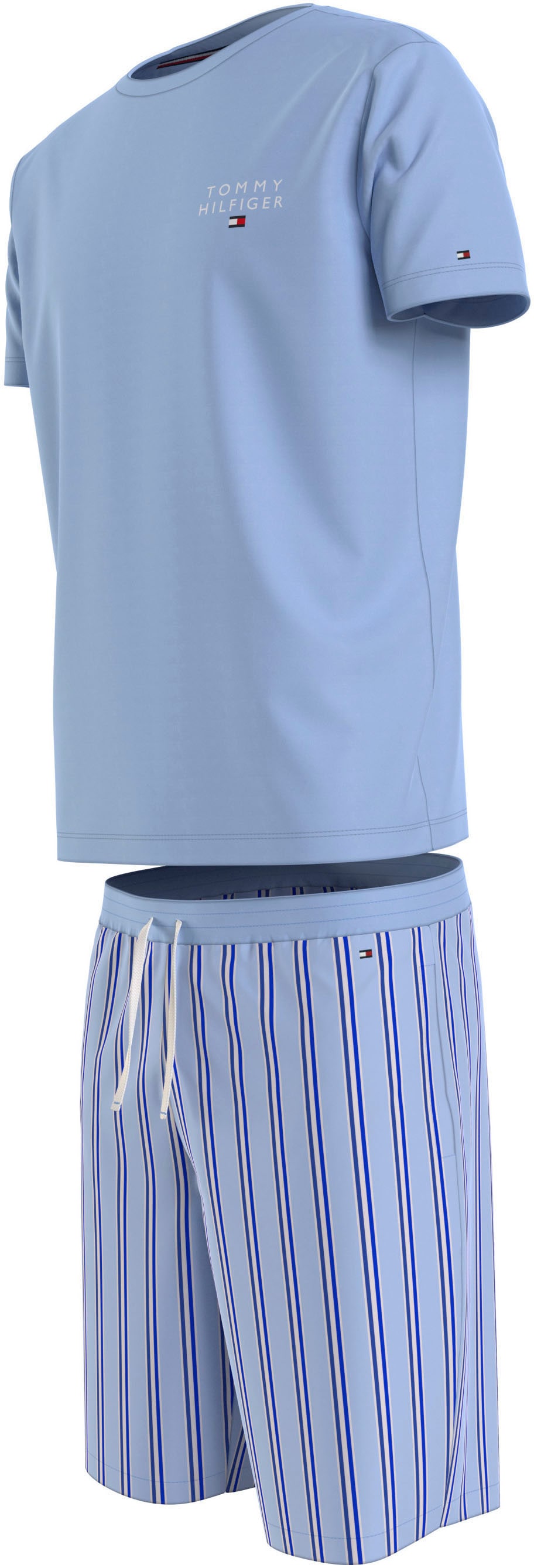 Tommy Hilfiger Underwear Pyjama »SS WOVEN PJ SET DRAWSTRING«, (Set, 2 tlg., 2er), mit Logoschriftzug auf der Brust