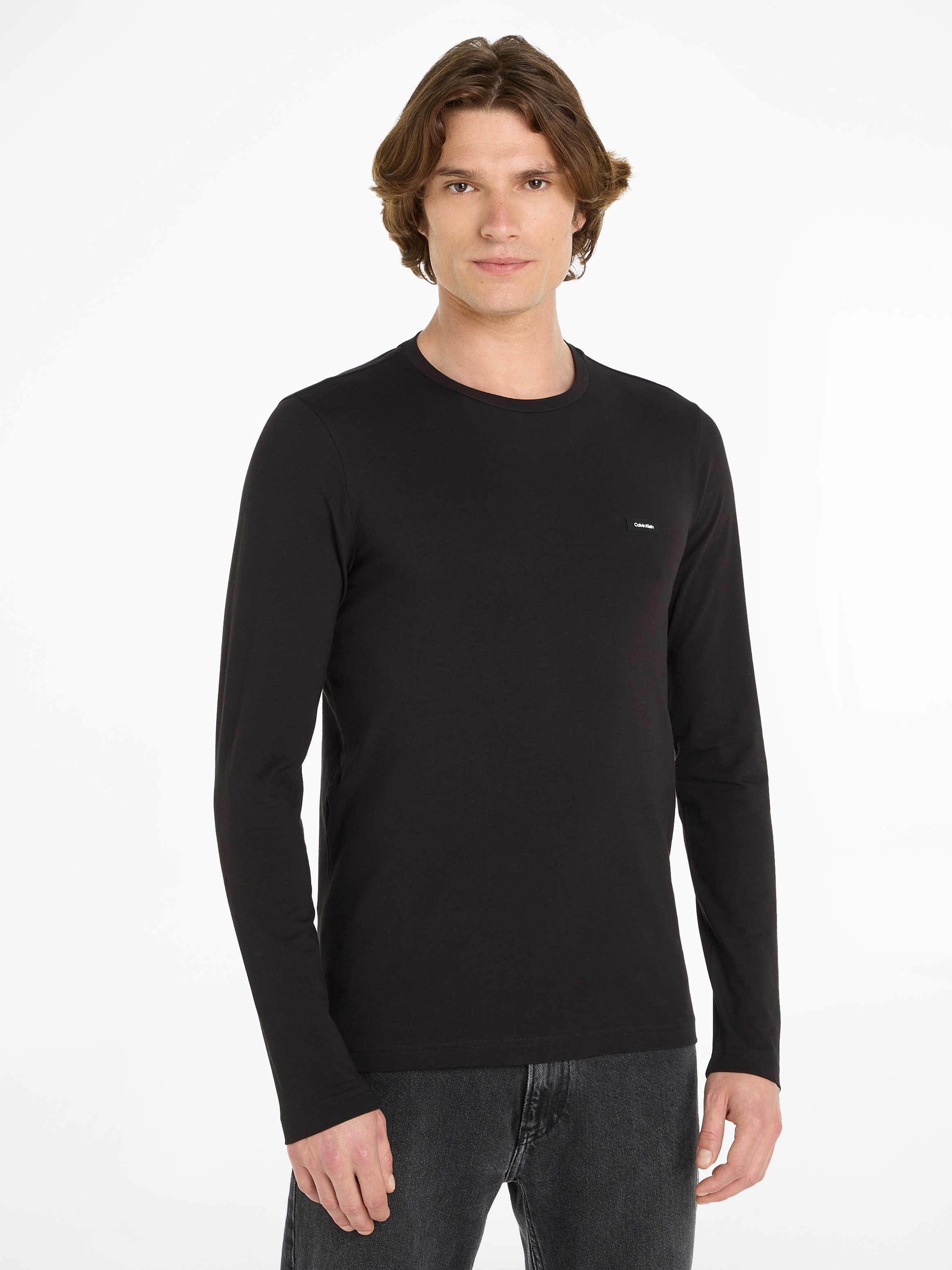 Calvin Klein Langarmshirt »STRETCH SLIM FIT LS T-SHIRT« mit Markenlabel