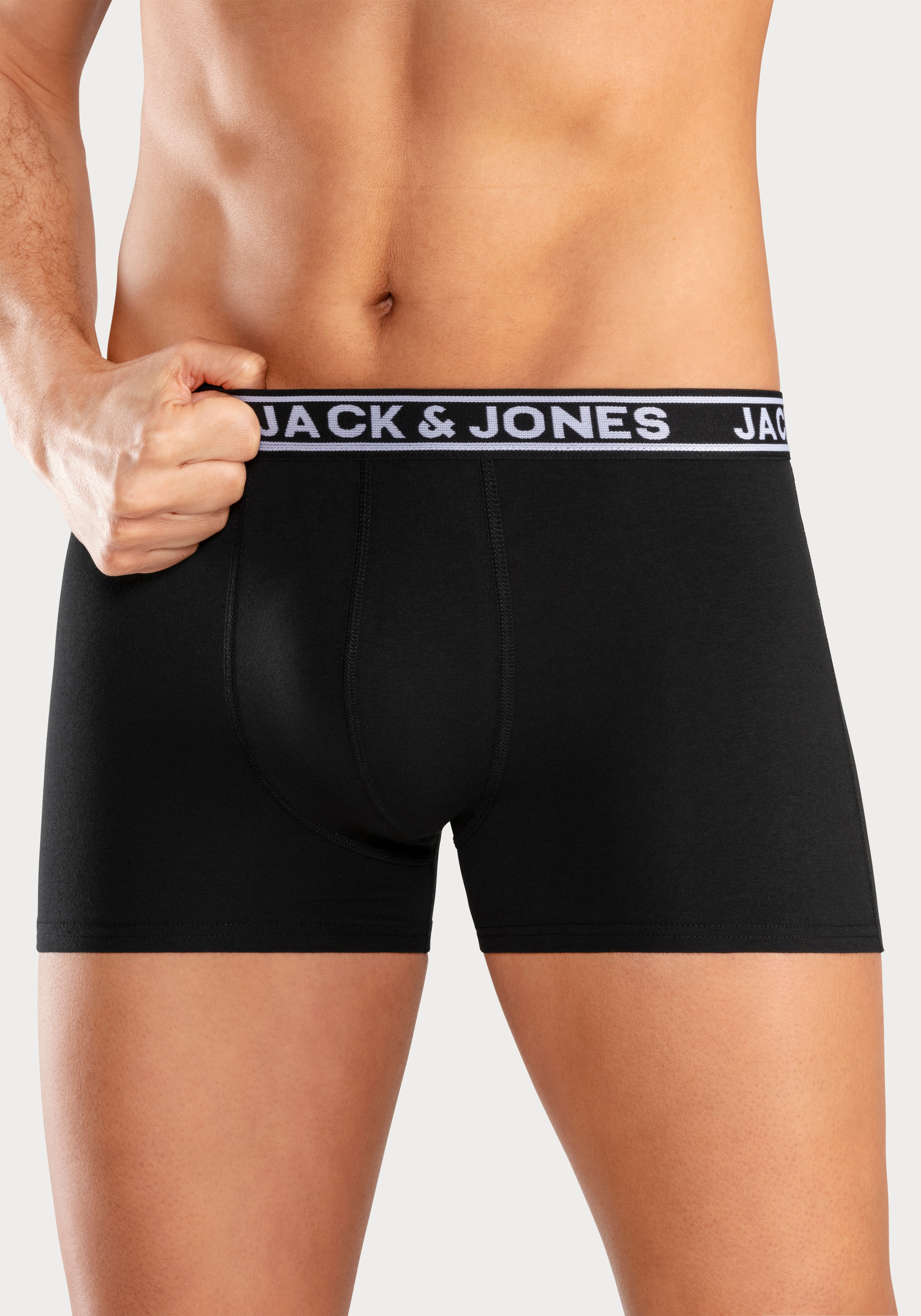 Jack & Jones Trunk »JACCRISP im 6er Pack mit Logobund und Stretchkomfort«, (Packung, 6 St.), unifarben mit Farbeinsatz, modisch, eng anliegend, Baumwollmischung