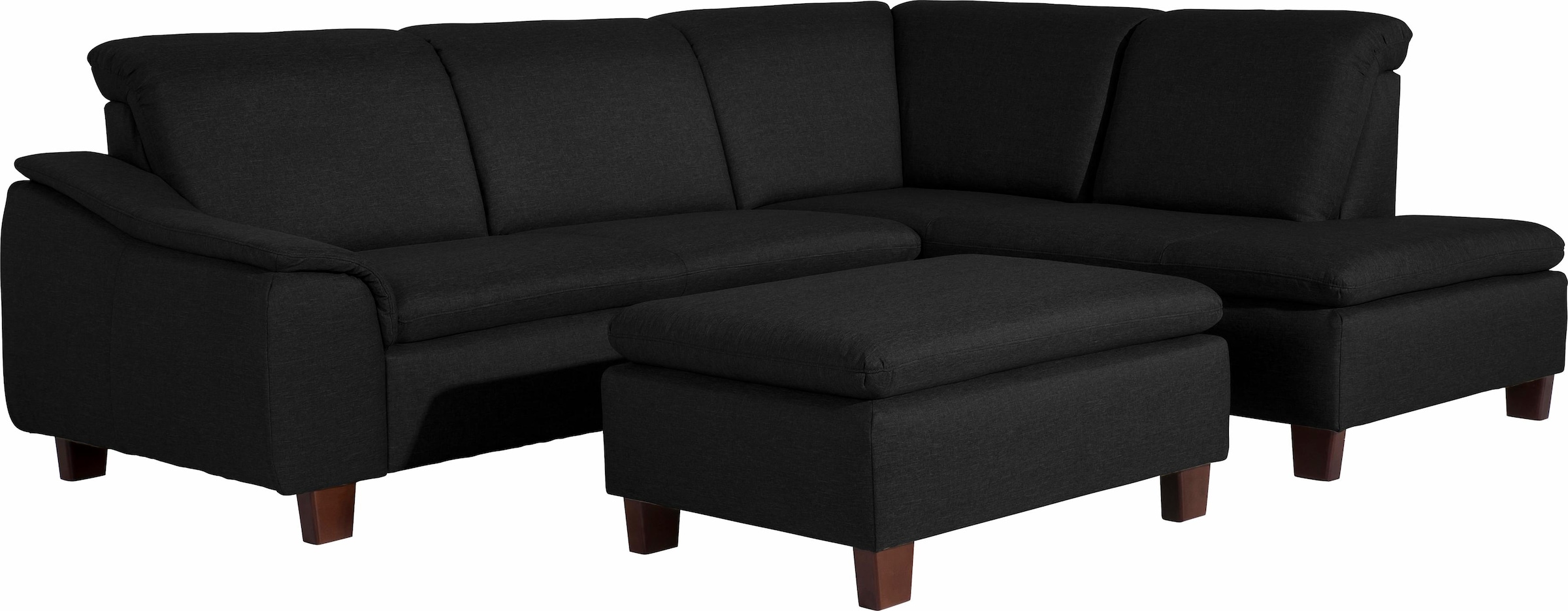 Max Winzer® Ecksofa »Alessio, aktuelle Mattenoptik, geschwungene Formensprache, bequem«, mit abgerundeter Rückenlehne, Ottomane wahlweise links oder rechts