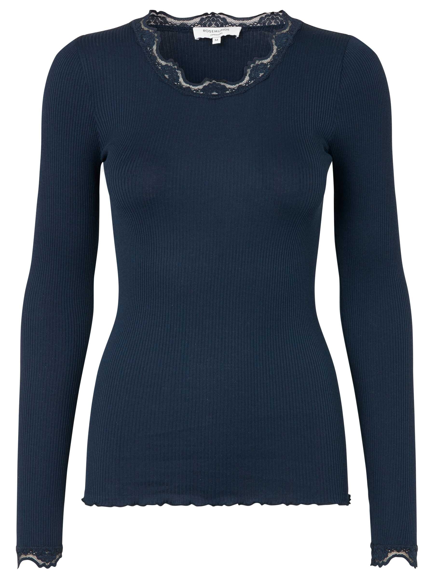 rosemunde Longsleeve "Babette silk shirt mit Seide" Langarm, mit Spitze, feminin, bequem, Seidenmix