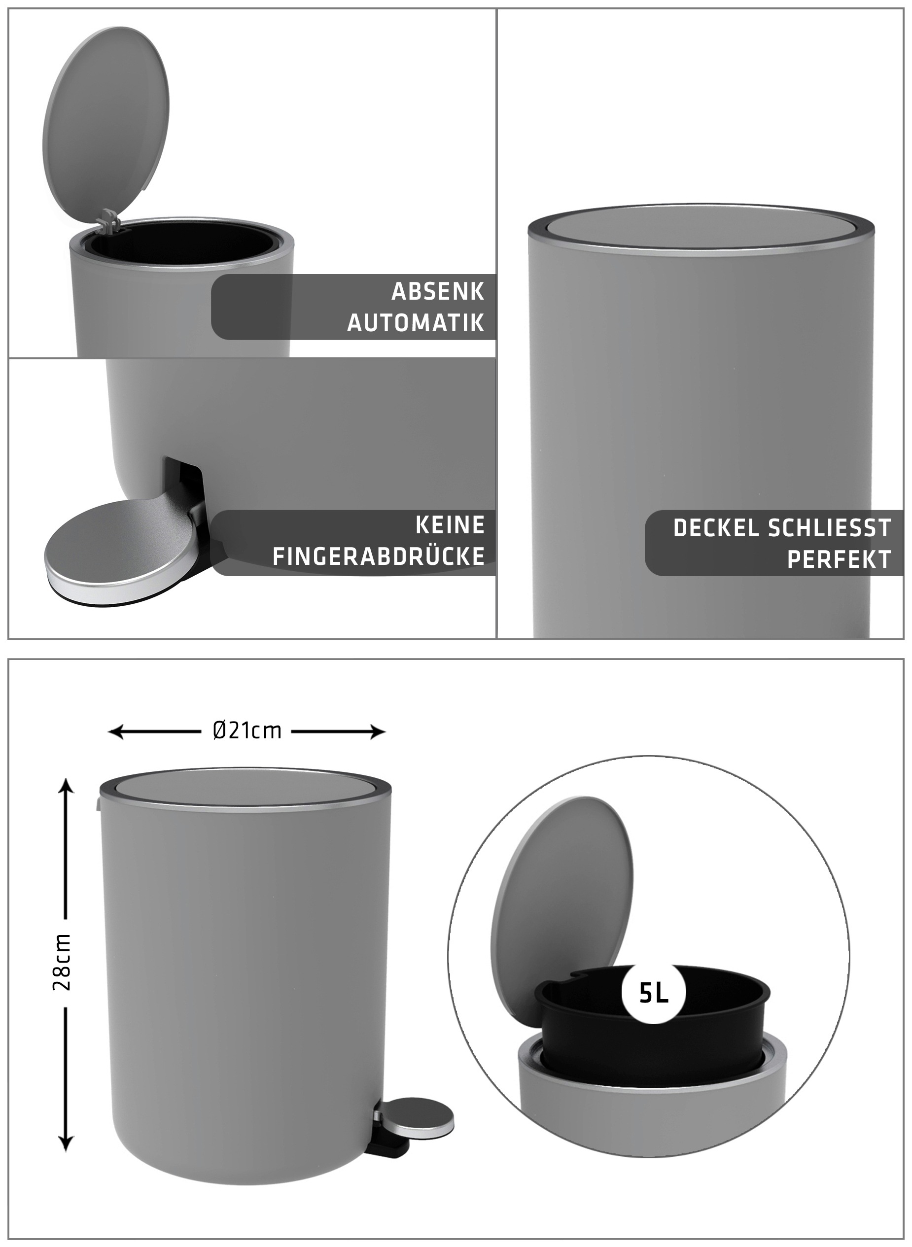 Bischof Kosmetikeimer »Design Bad«, 1 Behälter, Ø 21 cm, Höhe 28 cm, Fassungsvermögen 5,5 l