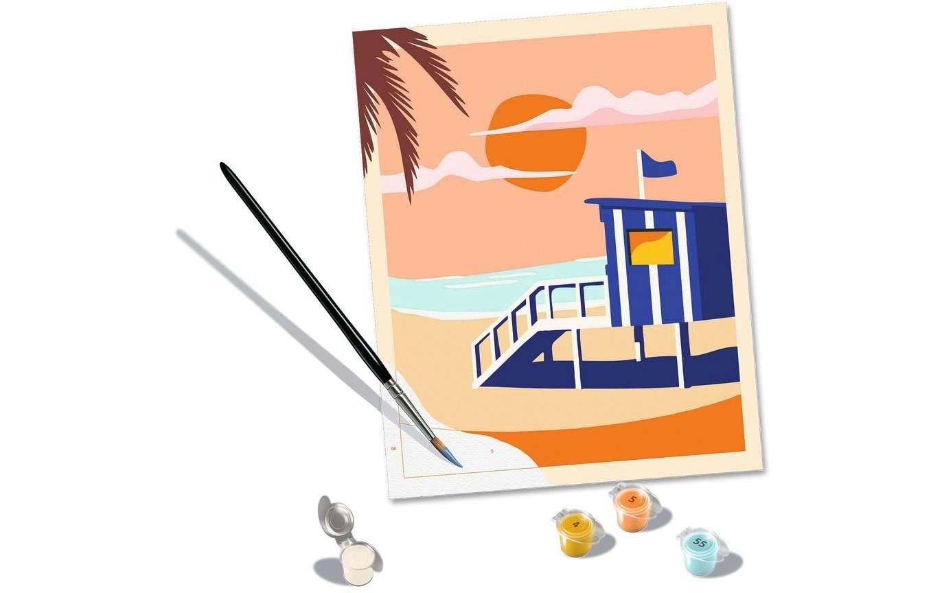 Ravensburger Malen nach Zahlen »CreArt – Beach Cottage«, Mit ausführlicher Malanleitung und Vorlageblatt