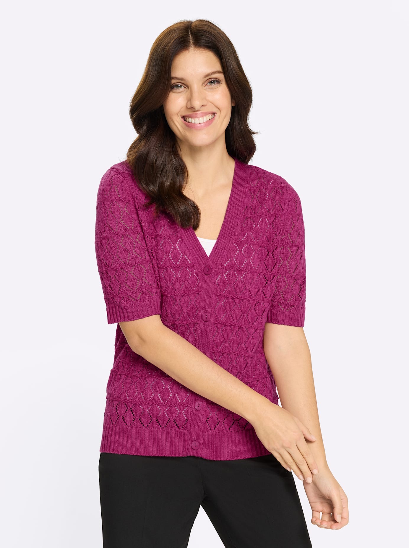 Classic Basics Ajourstrickjacke