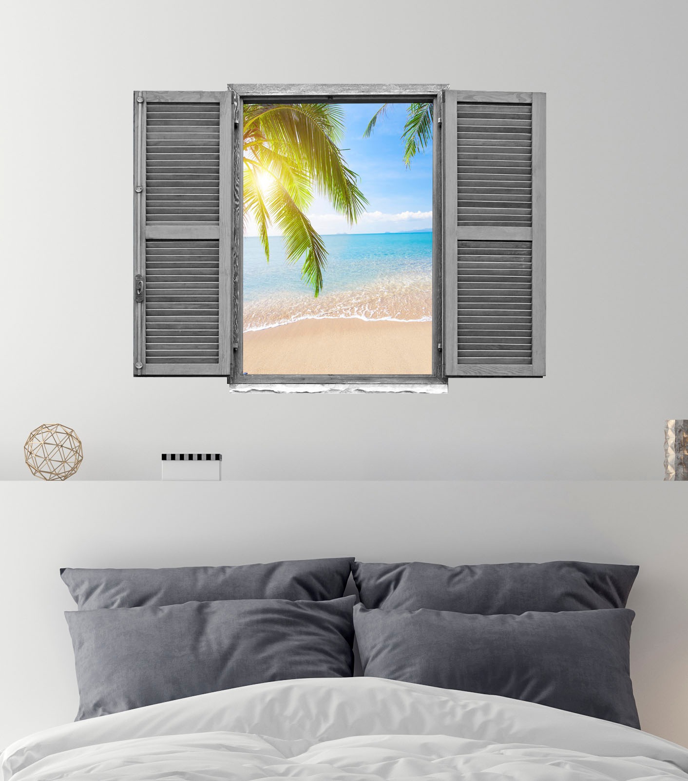 queence Wandtattoo »Strand«, (1 St.), Wandsticker, Wandbild, selbstklebend, 3D, Fenster