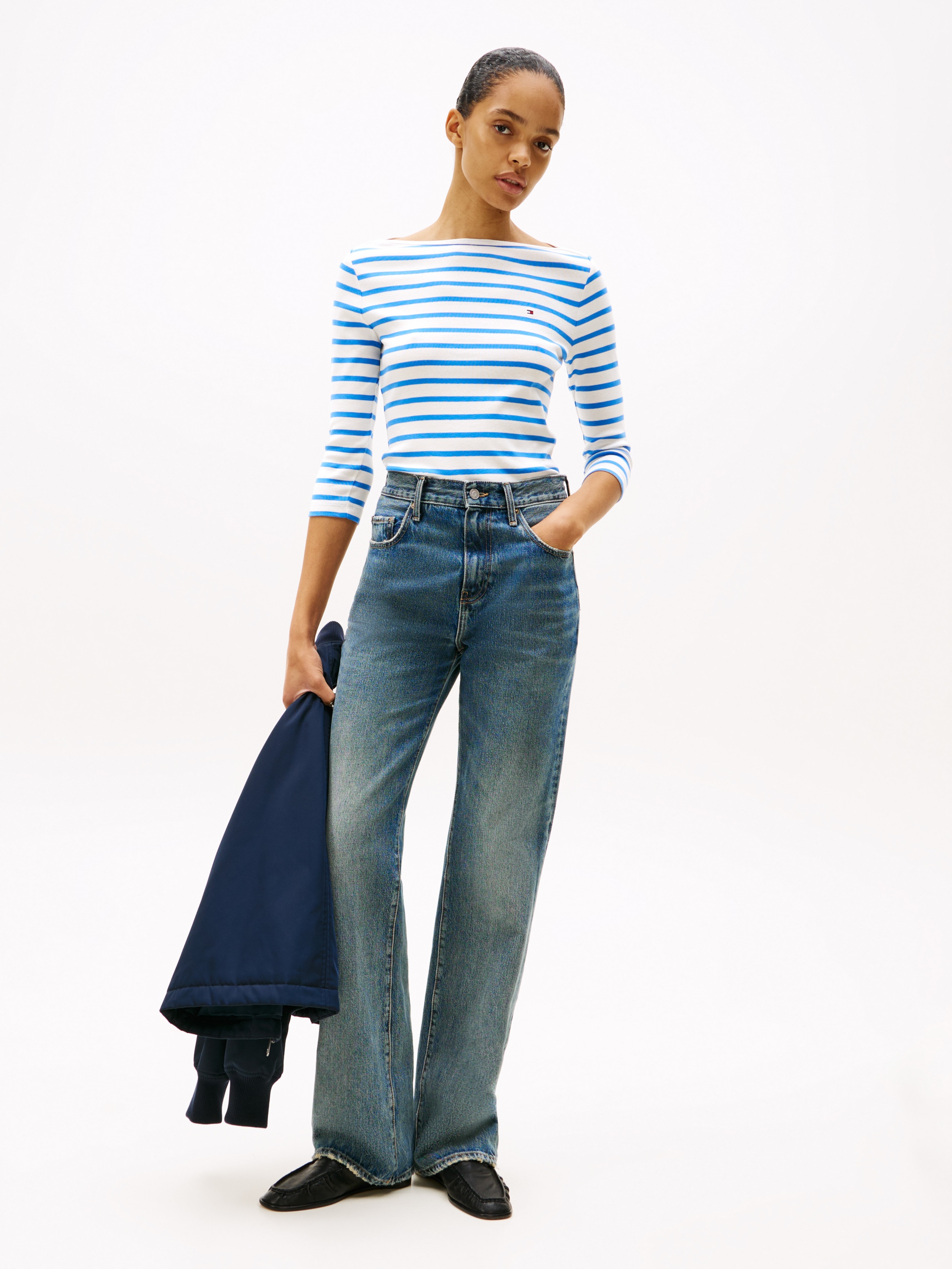 Tommy Hilfiger 3/4-Arm-Shirt »NEW CODY SLIM BOAT-NK 3/4SLV«, mit Logostickerei