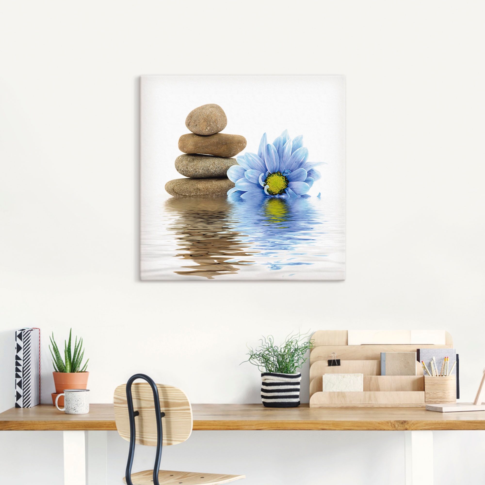 Artland Wandbild »Therapie-Steine mit einzelnen Blumen«, Zen, (1 St.), als Leinwandbild, Wandaufkleber in verschied. Grössen