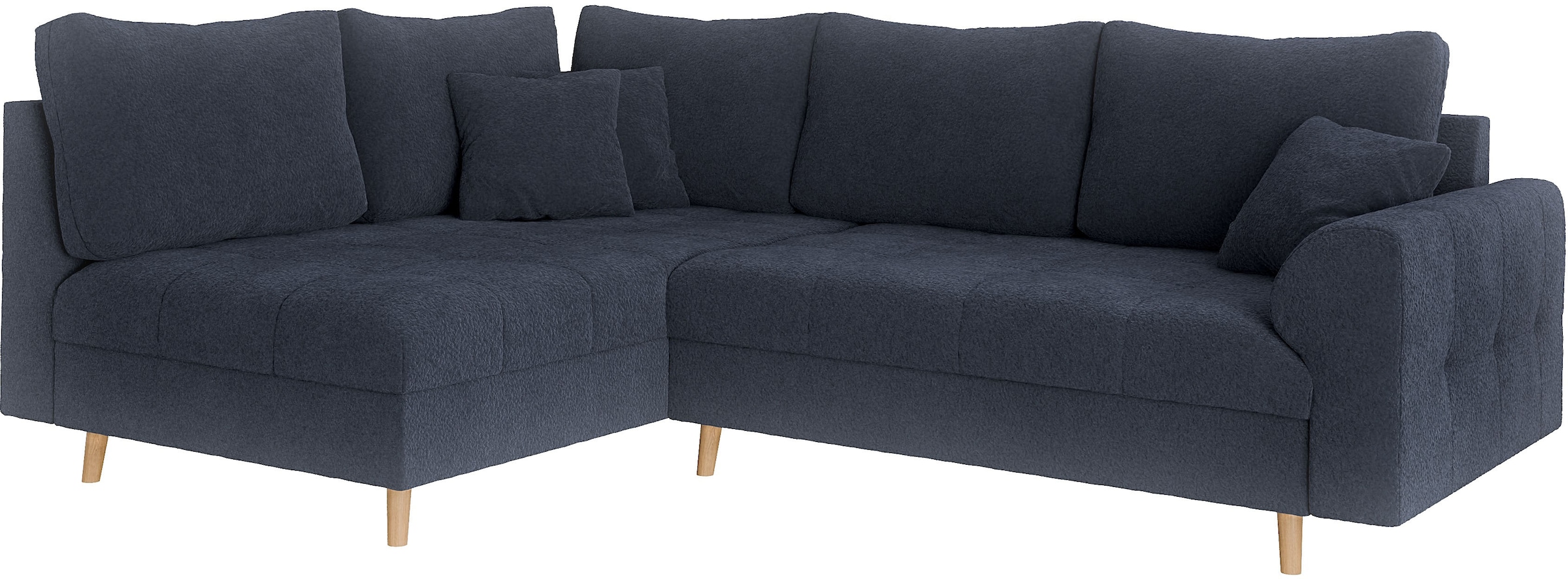 Home affaire Ecksofa »CHARRE L-Form mit Ottomane, Masse B/T/H: 231/161/81 cm«, feine Steppung, lose Rücken- und Zierkissen, auch in Cord und Bouclé