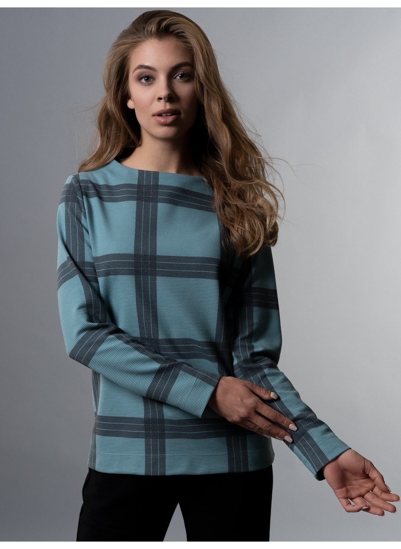 Trigema Sweatshirt »TRIGEMA Stehkragen Pullover mit Karo-Muster«