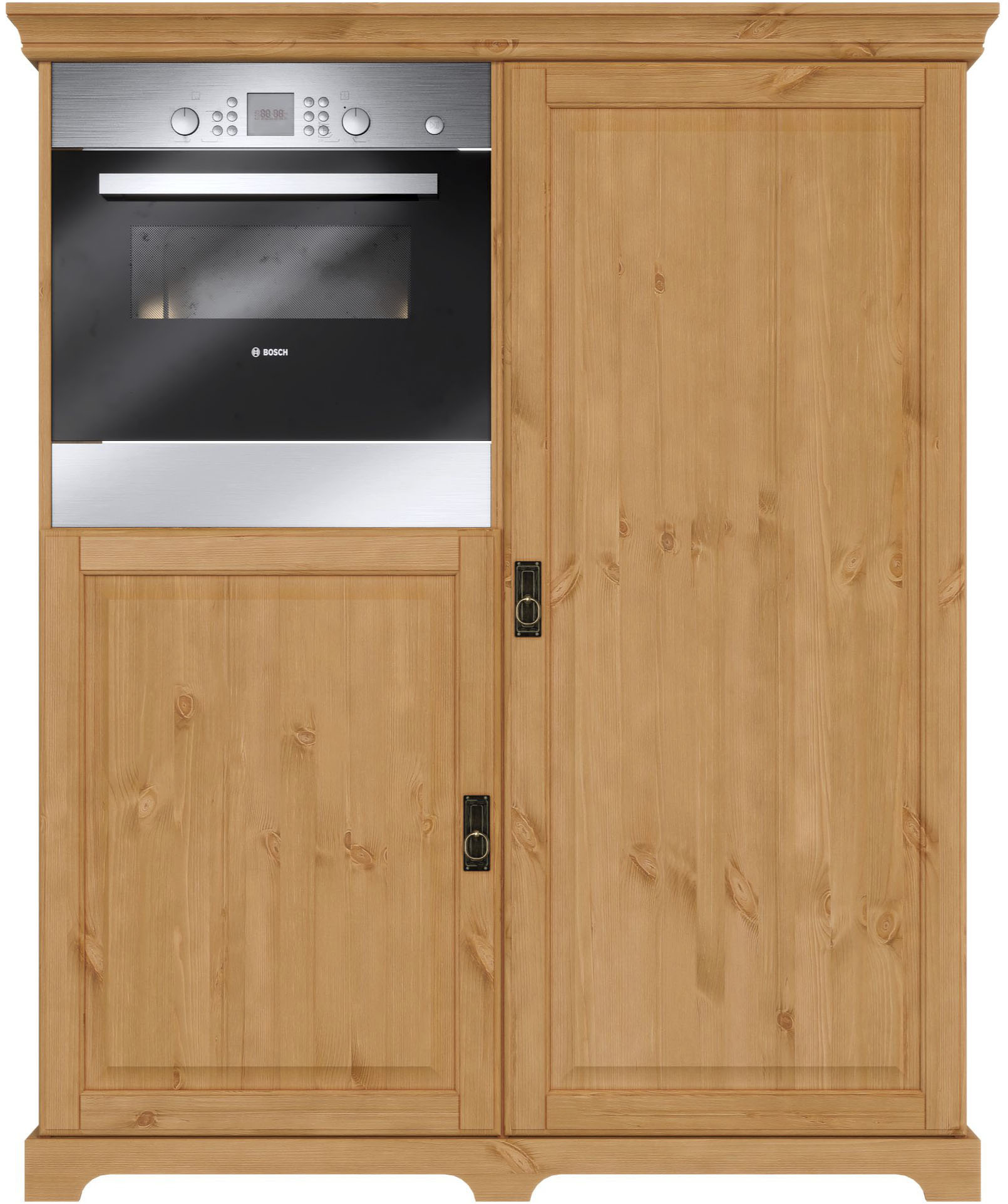 GOODproduct Backofen/Kühlumbauschrank "Rügen" Breite 127 cm, Kiefer massiv, Nische für Kühlschrank