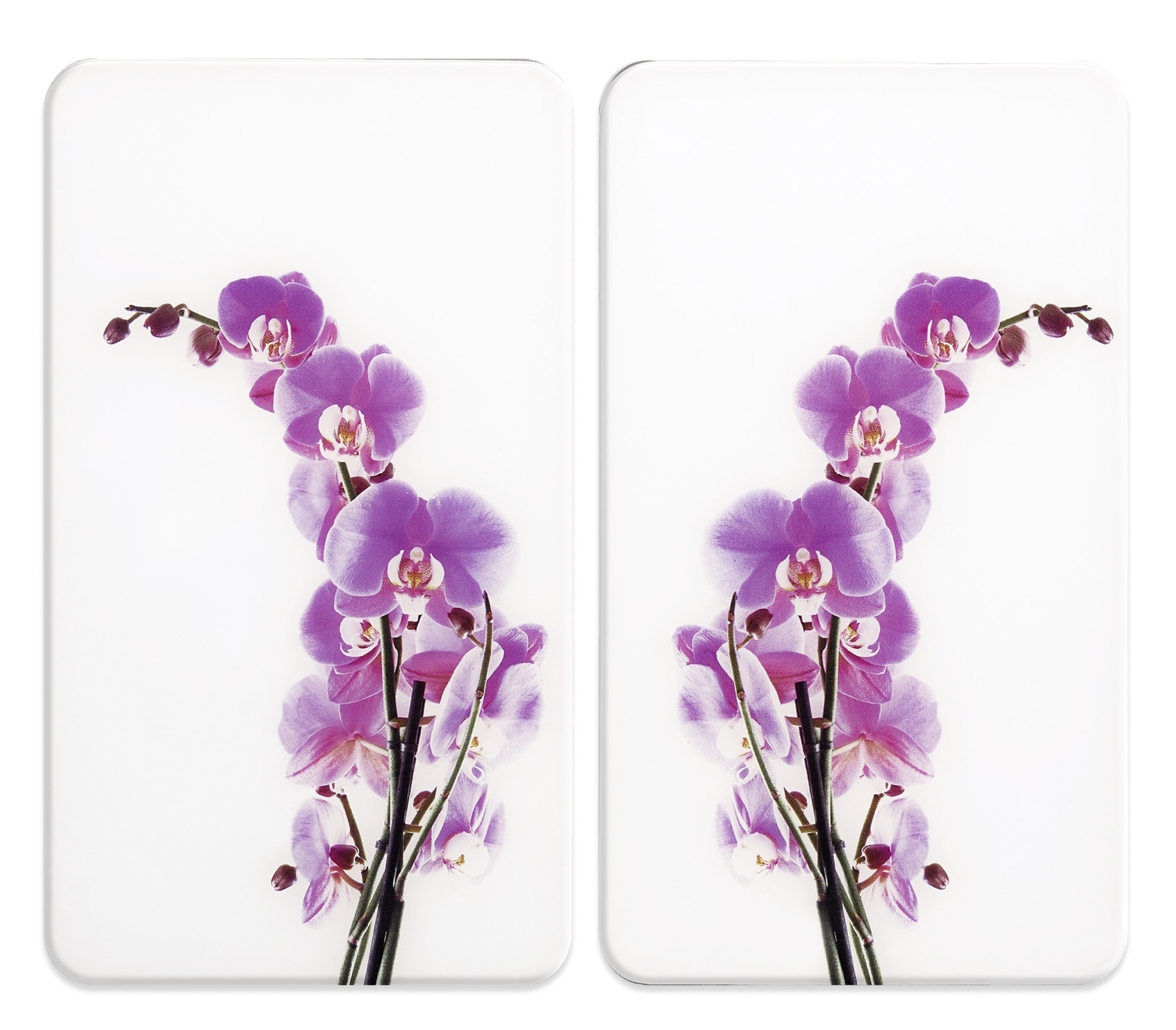 WENKO Herd-Abdeckplatte »Universal Modell Orchideenblüte«, (Set, 2 tlg.), Herdabdeckung für alle Herdarten, kratzfest, mit rutschfesten Füssen