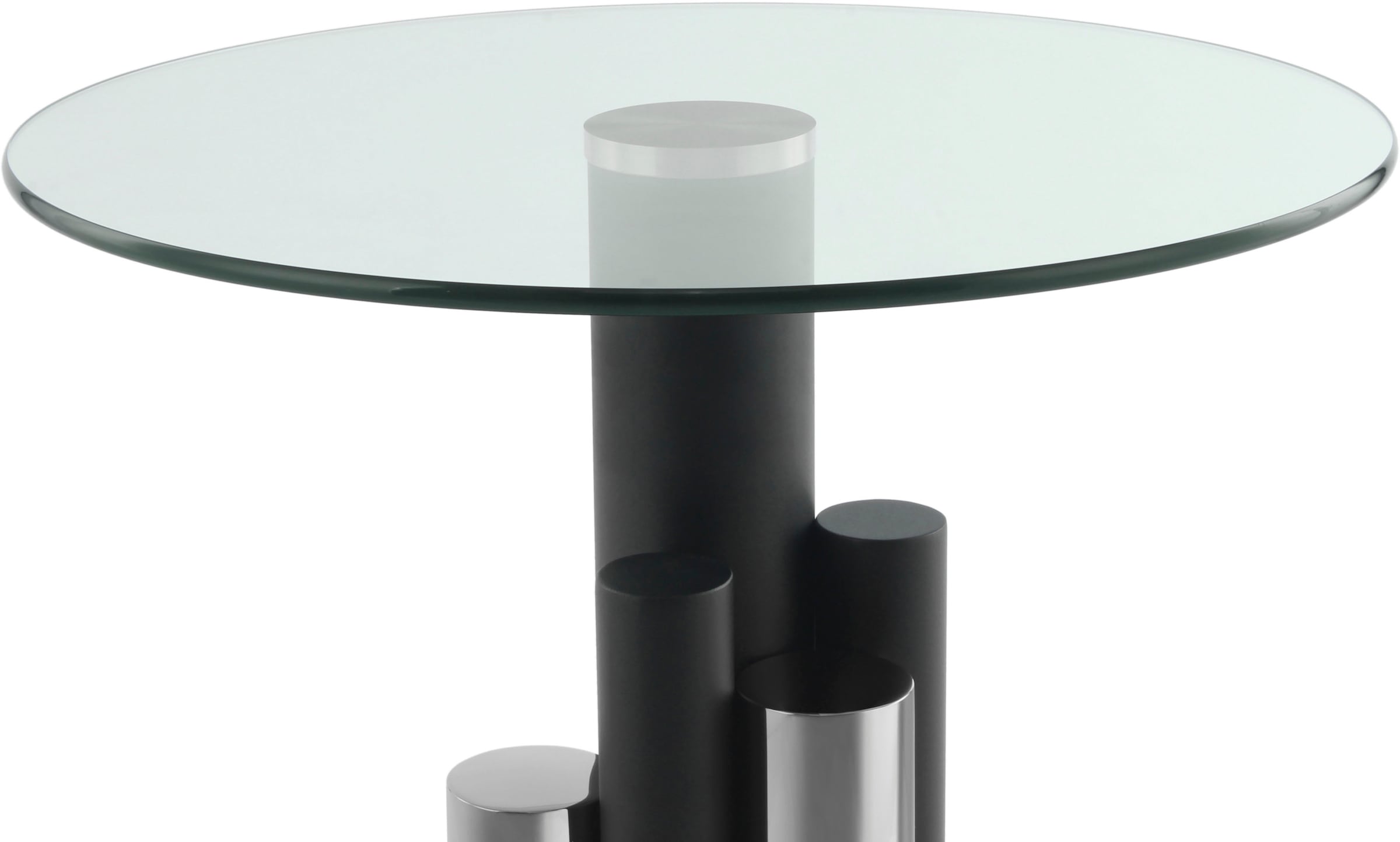 Kayoom Beistelltisch »Ontario 225, Runde Glasplatte aus Sicherheitsglas, 100% Edelstahl«, (1 St.), Modernes Design, zweifarbiges Säulengestell, Eyecatcher Element