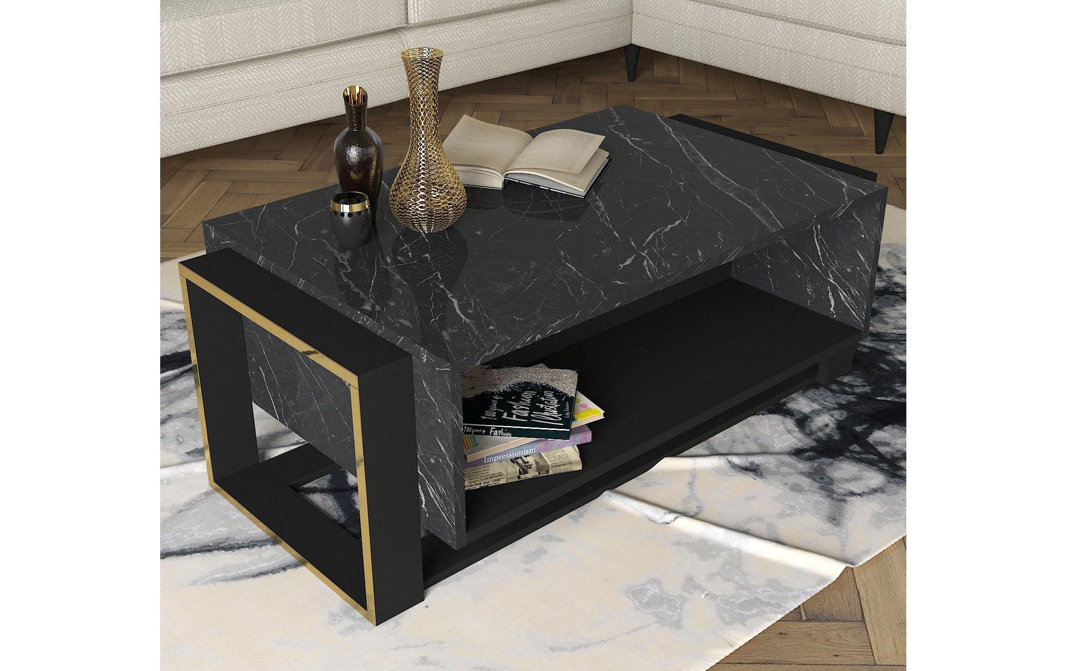 WOODY FASHION Beistelltisch »Bianco 106,4 x 40,4 x 60 cm, Goldfarben/Schwarz«