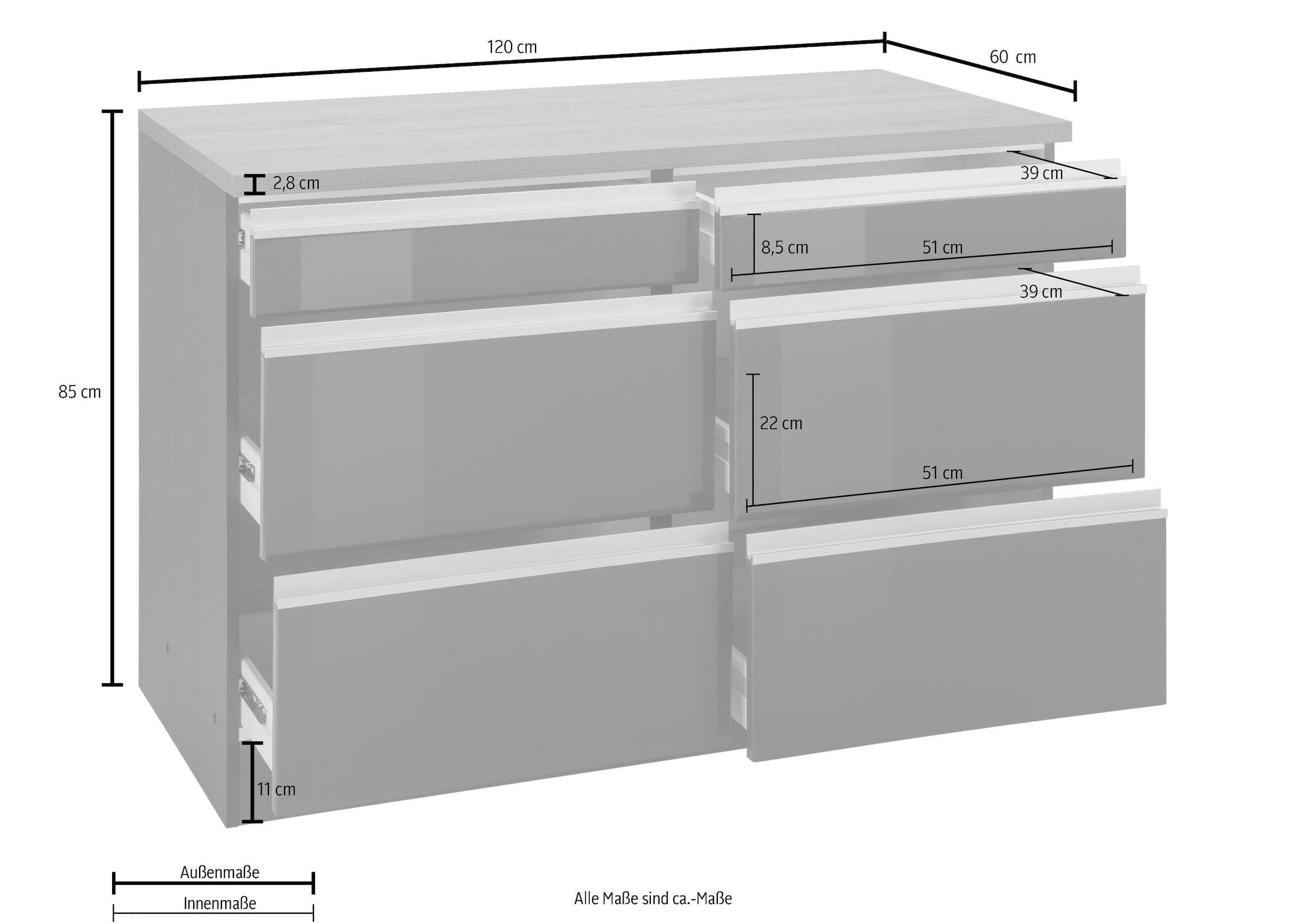 HELD MÖBEL Unterschrank »Ohio«, Breite 120 cm