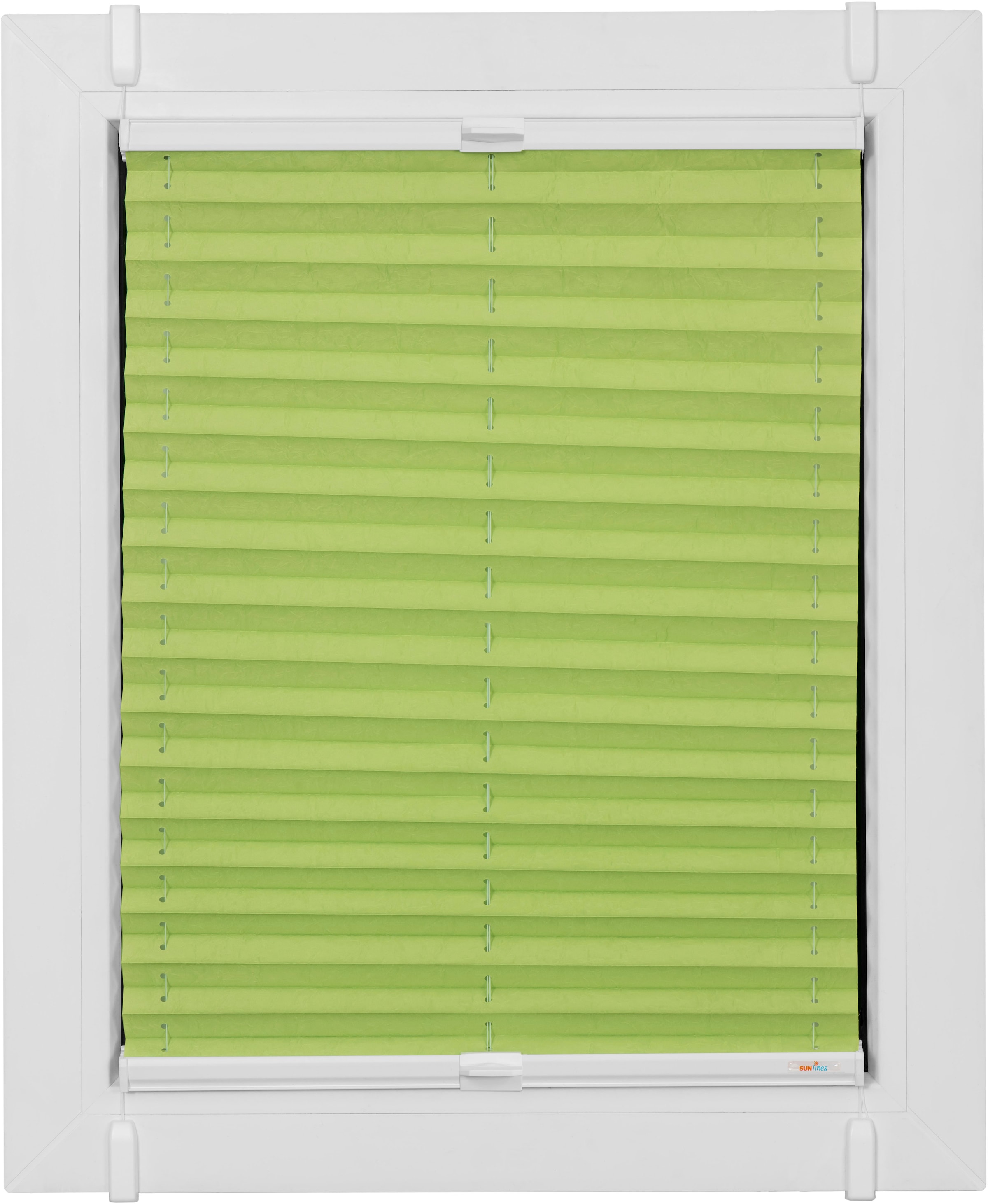 sunlines Plissee "One Size Style Crush" blickdicht ohne Bohren verspannt Zubehörfarbe weiss, zum Klemmen