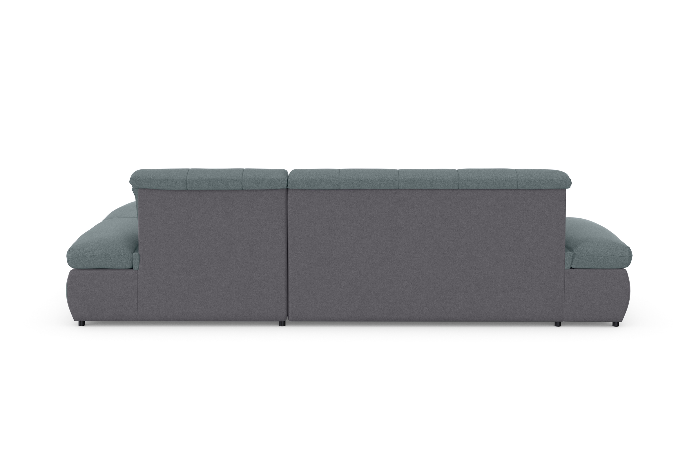 DOMO collection Ecksofa »Moric, L-Form, XXL-Sofa - Breite 300cm«, wahlweise mit Bettfunktion und Armteilverstellung, grau-eisblau