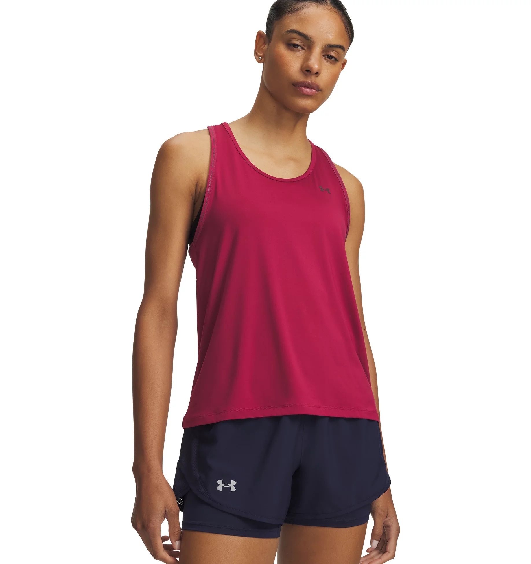 Under Armour Damen Claret, Ox Blood Tanktop "Tech Knockout Tank" Ärmelloses Design, Mit Rundhalsausschnitt, Aus Polyester Und Elasthan