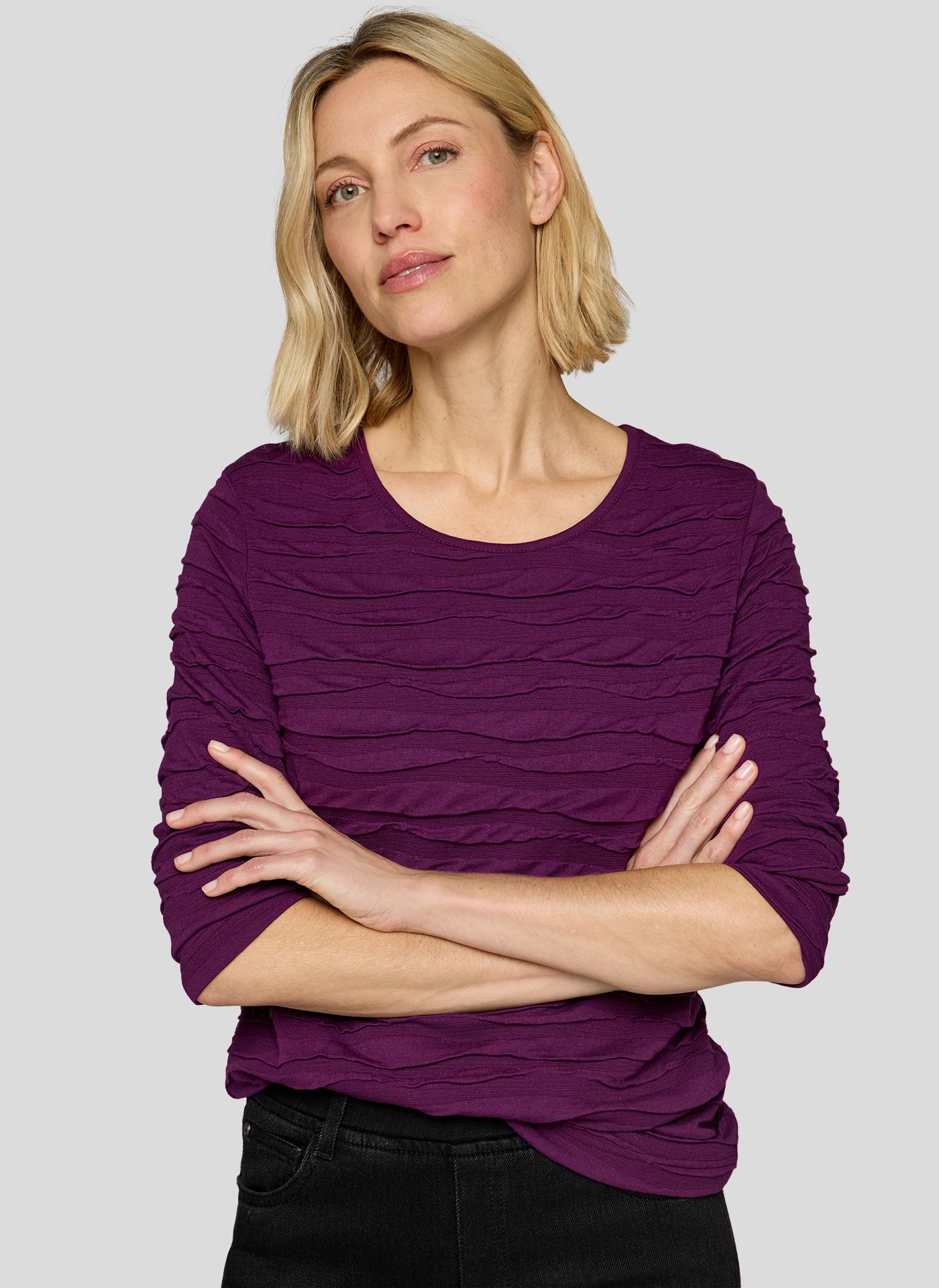 Rabe Strickpullover in Streifen-Ripp-Optik