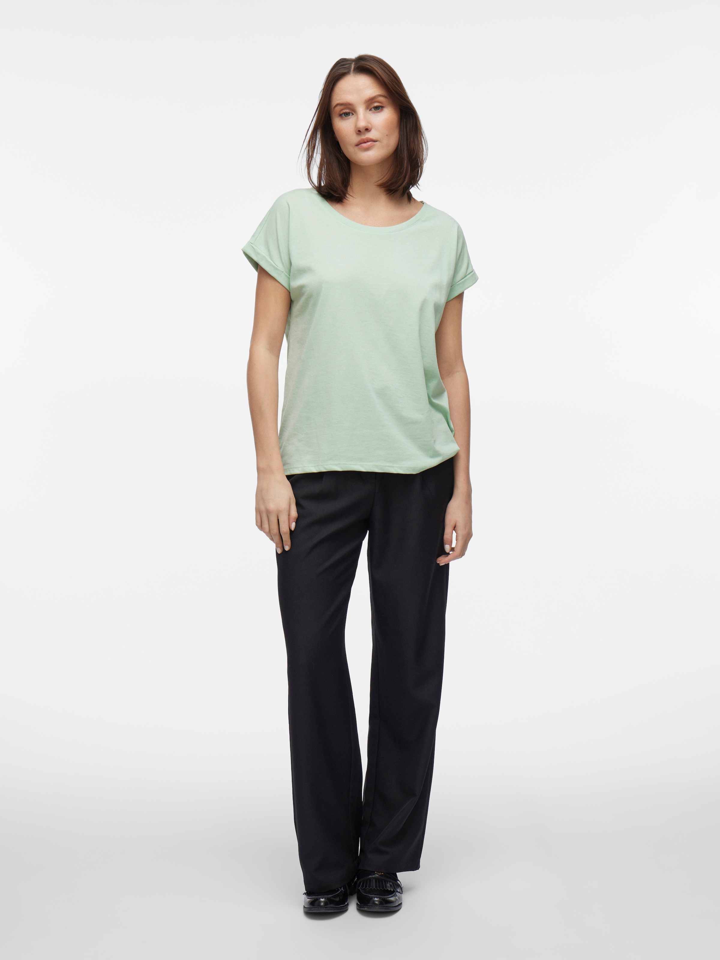 Vila Rundhalsshirt »VIDREAMERS NEW PURE T-SHIRT/SU-NOOS«, Basic Damen-T-Shirt mit Rundhalsausschnitt und umgeschlagenen Ärmeln