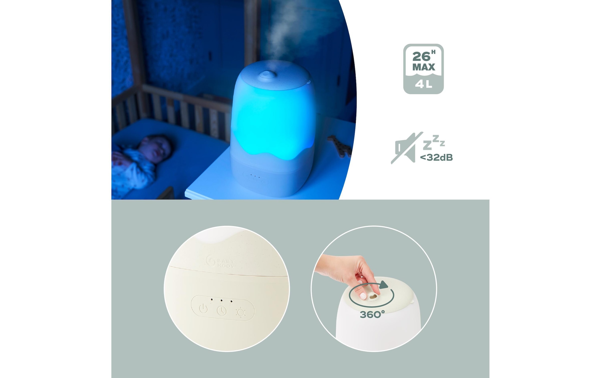 BABYMOOV Luftbefeuchter »Wave«, 4 l Wassertank