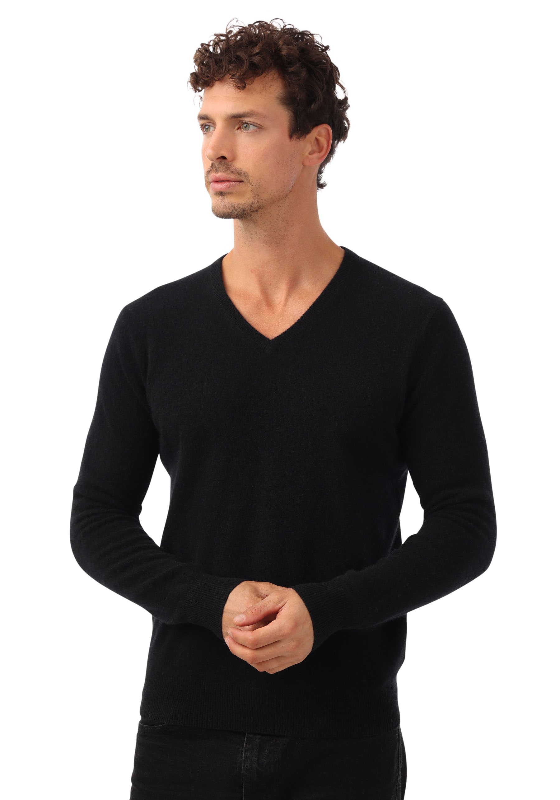 Kaschmirpullover, mit V-Ausschnitt und elegantem Fit