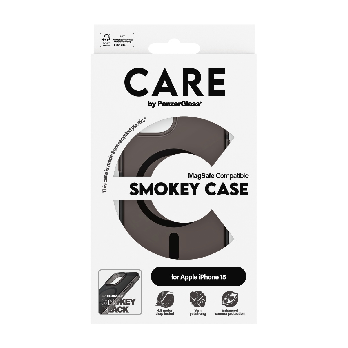 CARE by PanzerGlass Handyhülle »MagSafe Compatible Smokey Case für Apple iPhone 15«, Backcover, Schutzhülle, Handyschutzhülle, Case, Schutzcase, stossfest