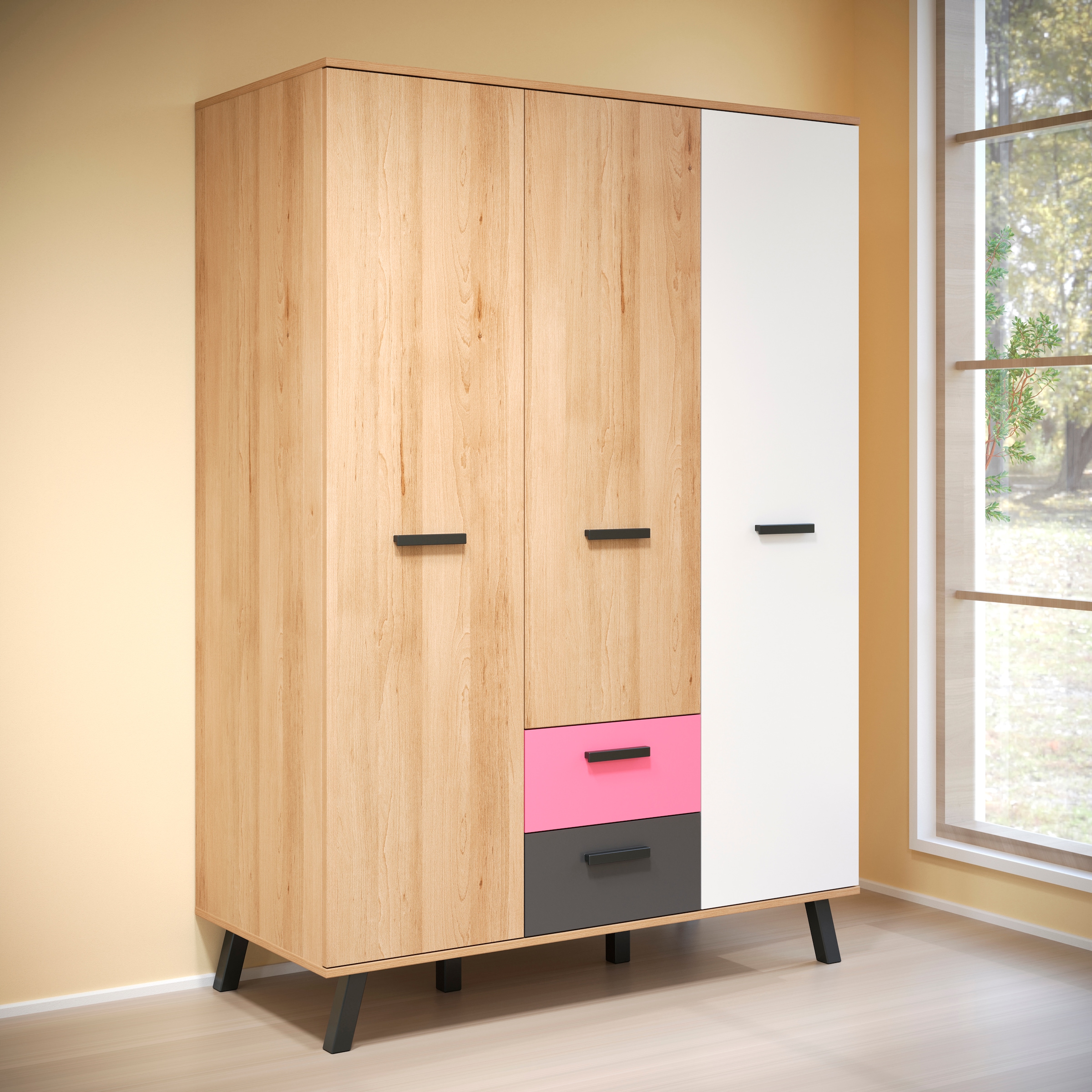 trendteam Kleiderschrank »Mats«, Front teilweise wechselbar - Rosa oder Blau