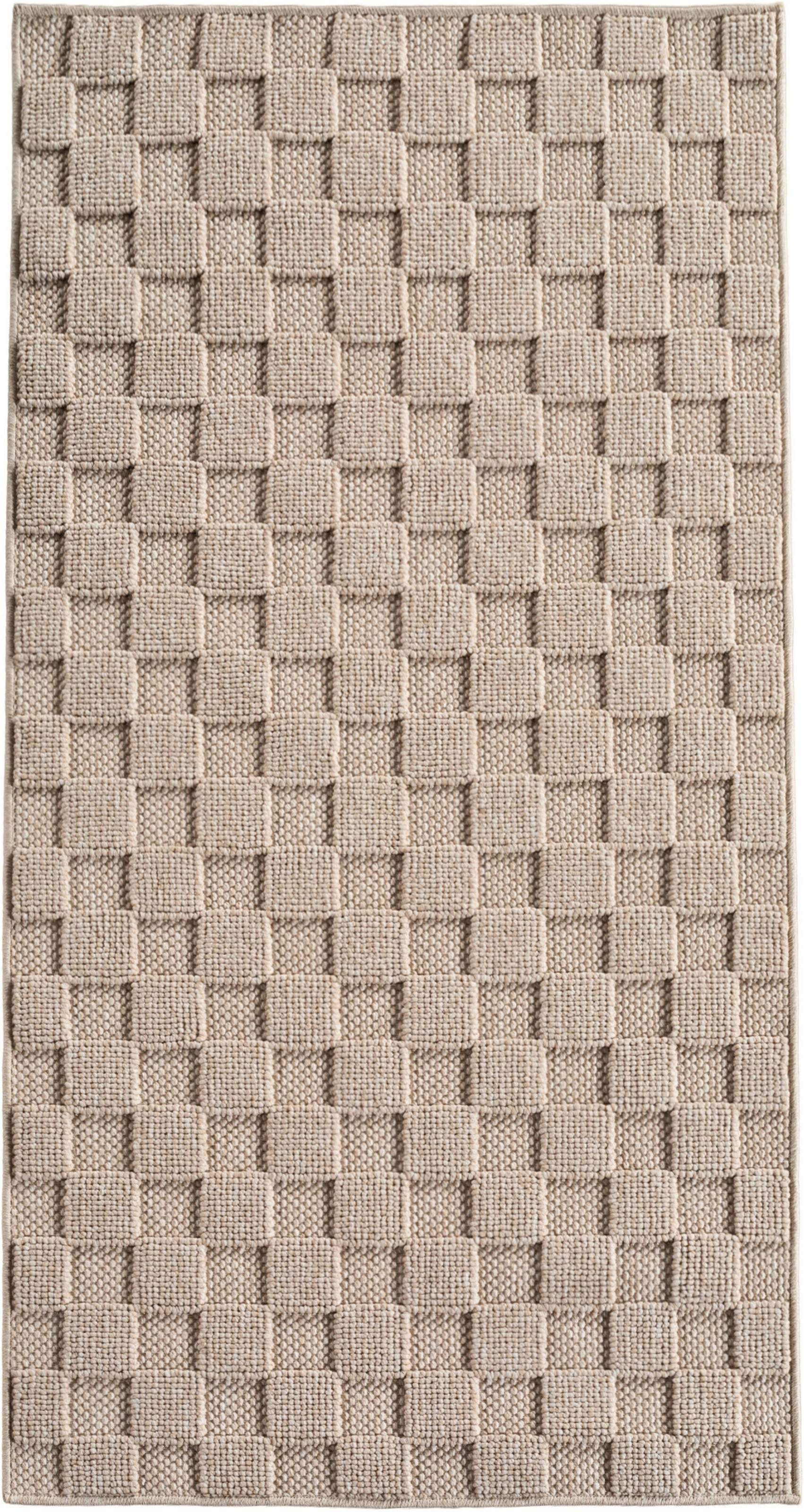 Ayyildiz Tapis Moderne - Structure 3D Cube - Motif Tressage - Salon Tapis Court - beige - 60 cm x 110 cm