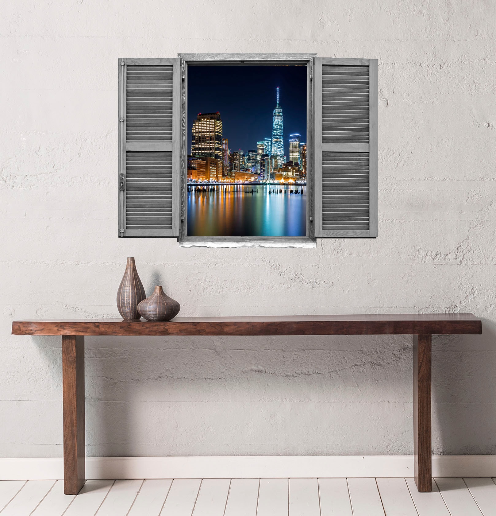 queence Wandtattoo »Grossstadt«, (1 St.), Wandsticker, Wandbild, selbstklebend, 3D, Fenster