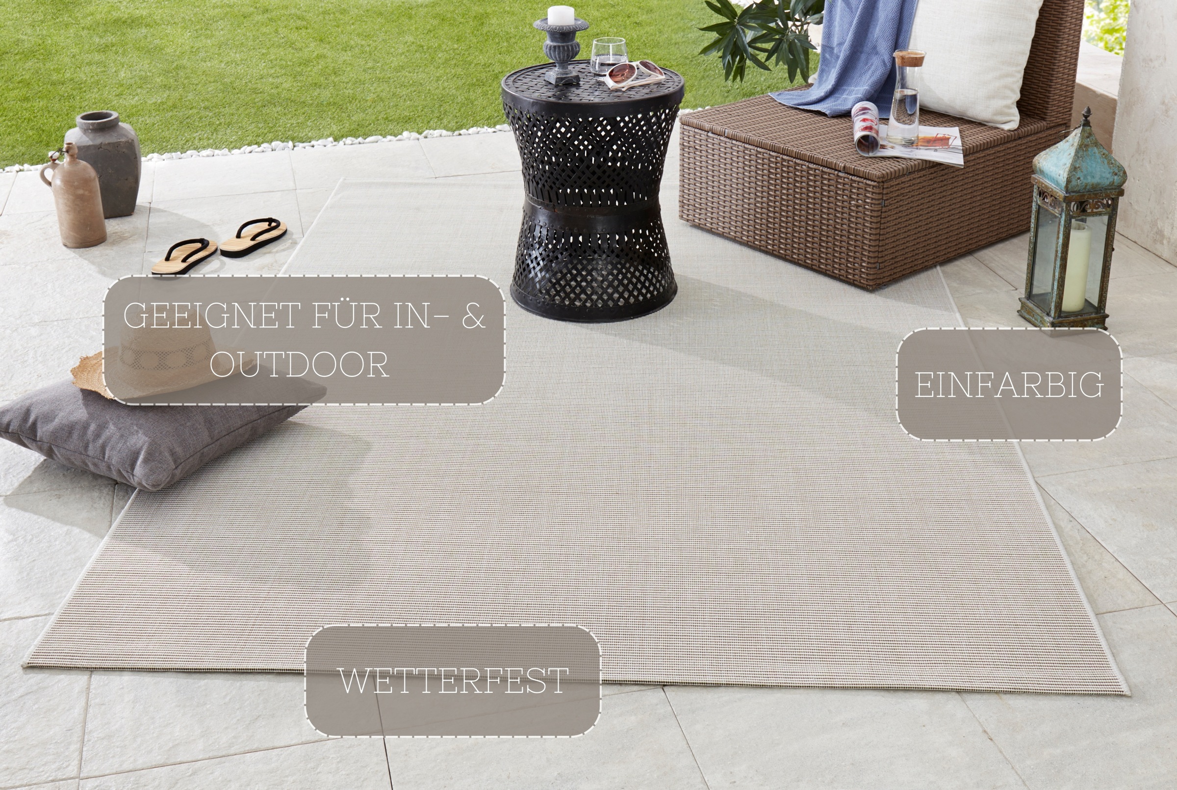 HANSE Home Teppich »Match«, rechteckig, 8 mm Höhe, In-& Outdoor, Kurzflor, Läufer, Modern, Unifarben, Wohnzimmer, Balkon