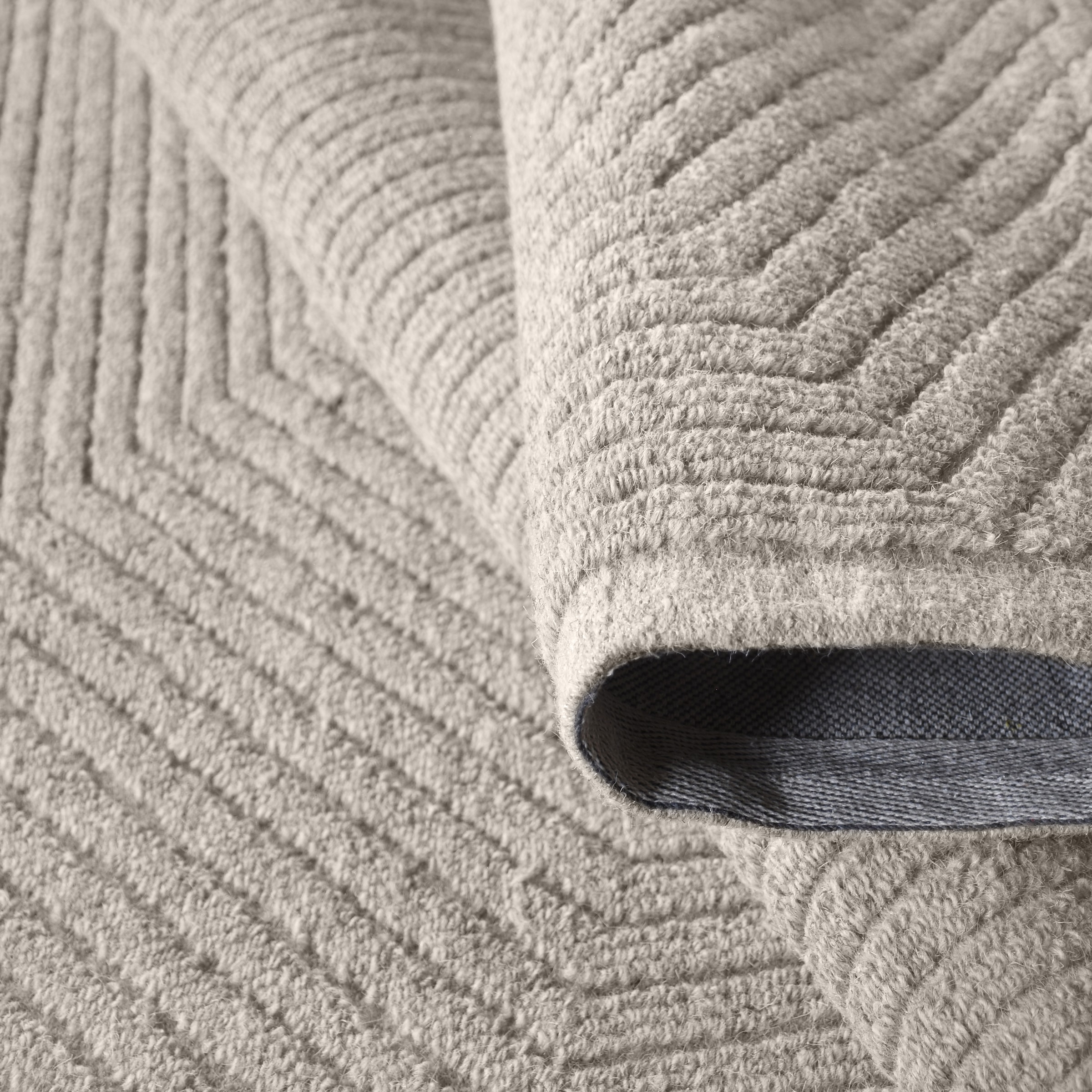 my home Wollteppich »Sola, handgewebt, Wolle, Hoch-Tief-Struktur«, rechteckig, 12 mm Höhe, einfarbig, Wolle, Teppich, Wohnzimmer, Schlafzimmer, Esszimmer