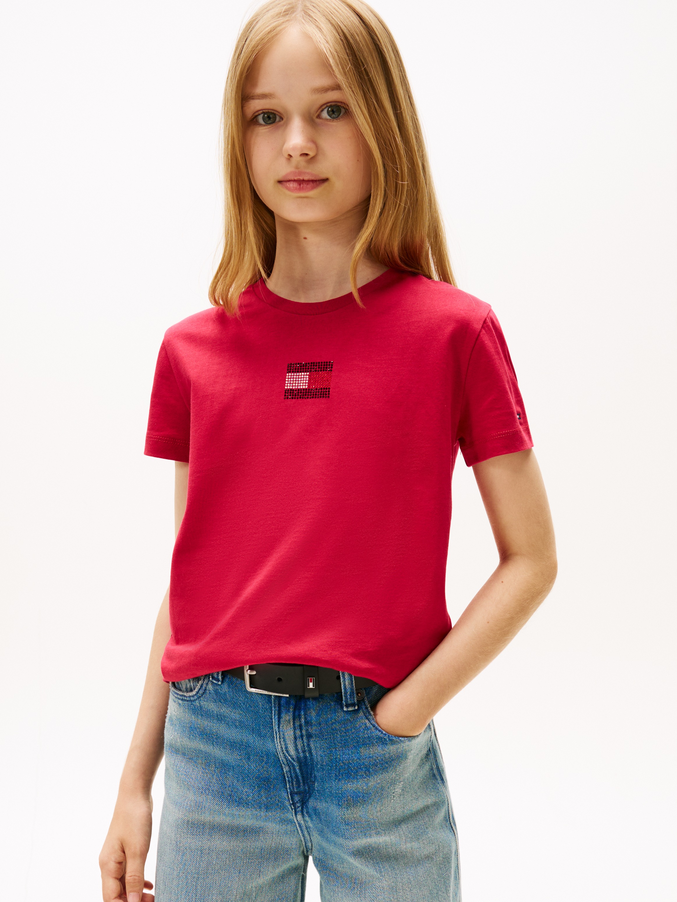 Tommy Hilfiger T-Shirt »RHINE STONE FLAG TEE S/S« Kinder bis 16 Jahre