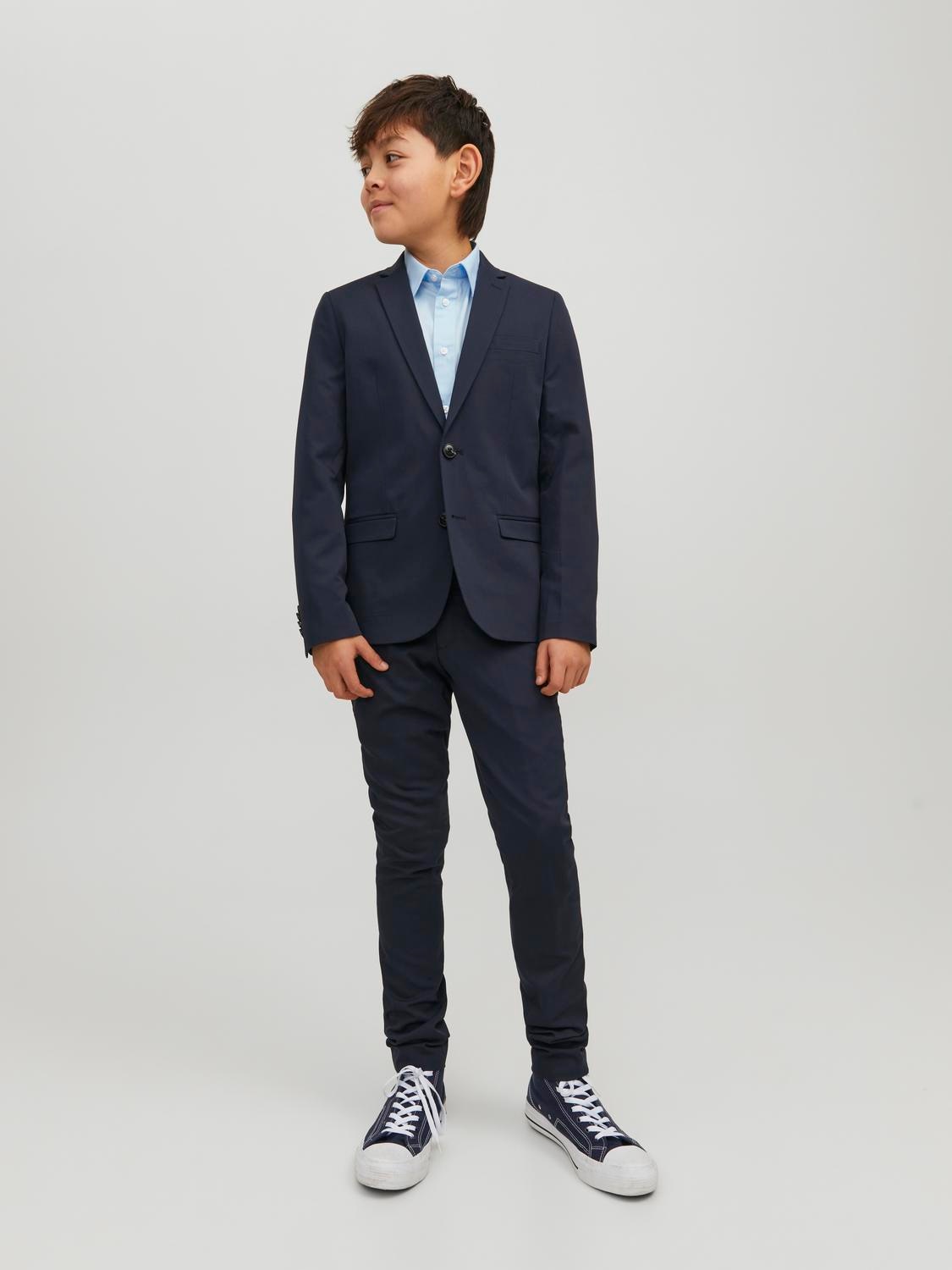 Jack & Jones Junior Kinderanzug »JPRSOLAR elastisch und pflegeleicht für besondere Anlässe«, (Set, 2 tlg.), slim fit, unifarben, modisch, slim fit, Web, Reverskragen