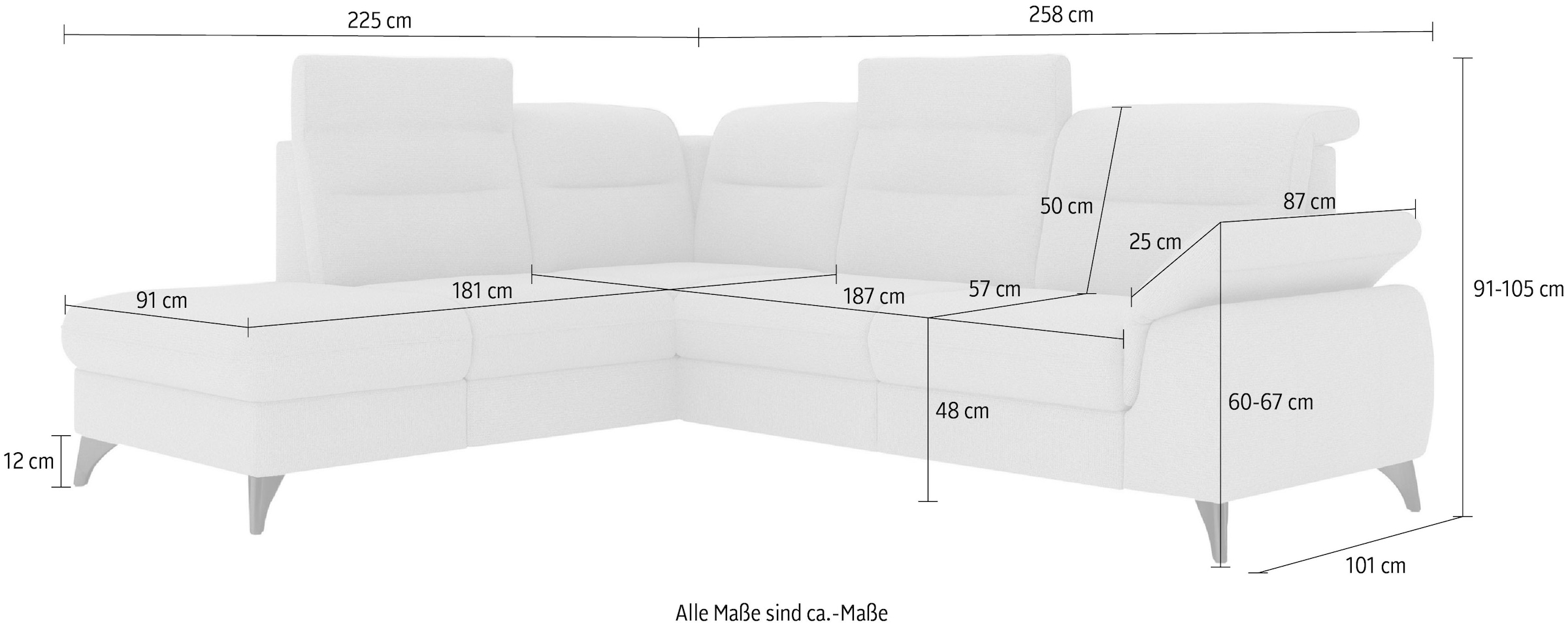 sit&more Ecksofa »Astoria L-Form«, wahlweise mit motorischer Relaxfunktion