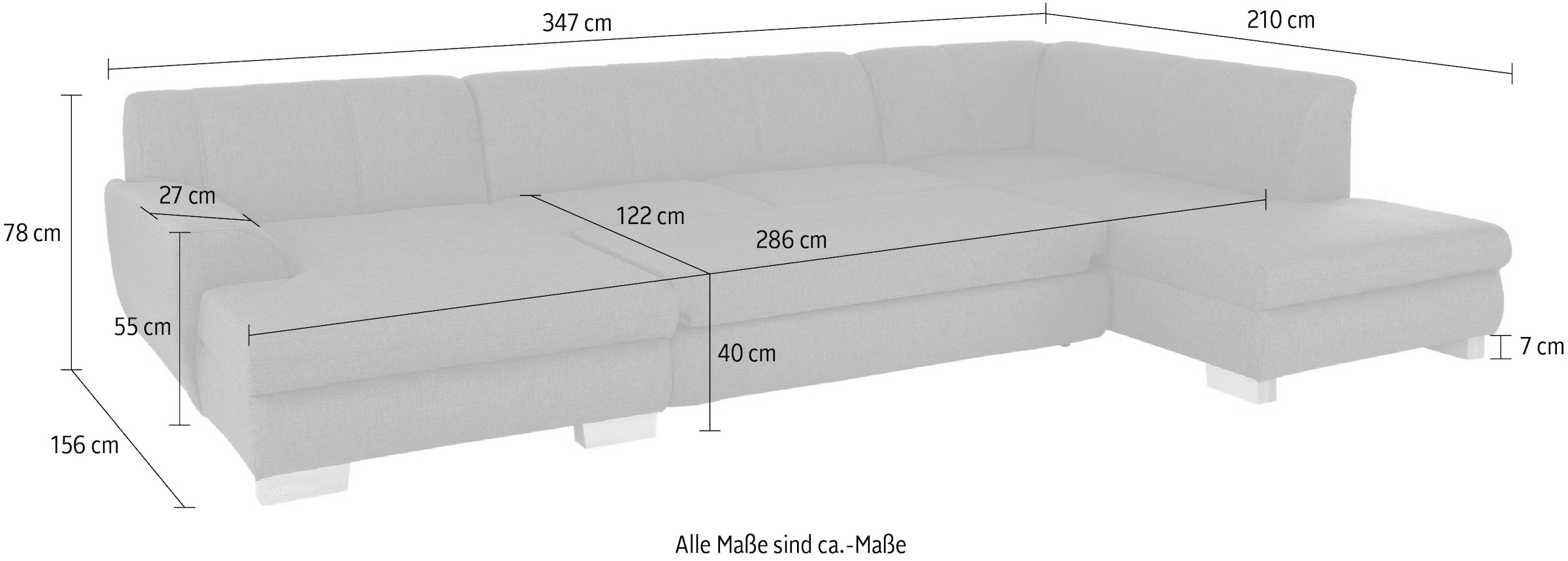 Home affaire Wohnlandschaft »Nika zeitlos und elegant, viel Platz, U-Form«, Wohnlandschaft, MELROSE®/Struktur oder Struktur fein