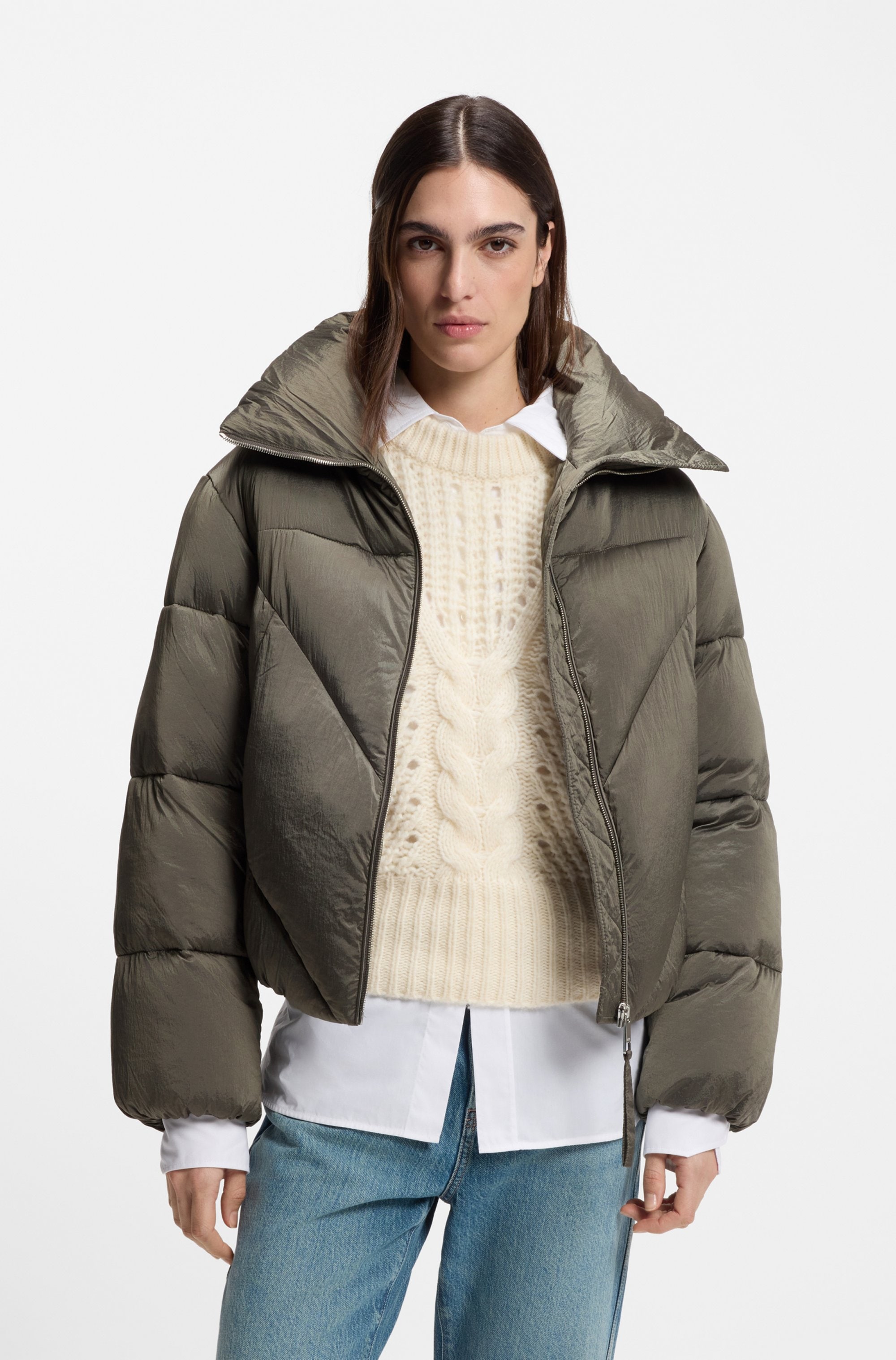 BOSS ORANGE Steppjacke »Padilena Premium Damenmode« Regular Fit mit Stehkragen, gefütterte Taschen
