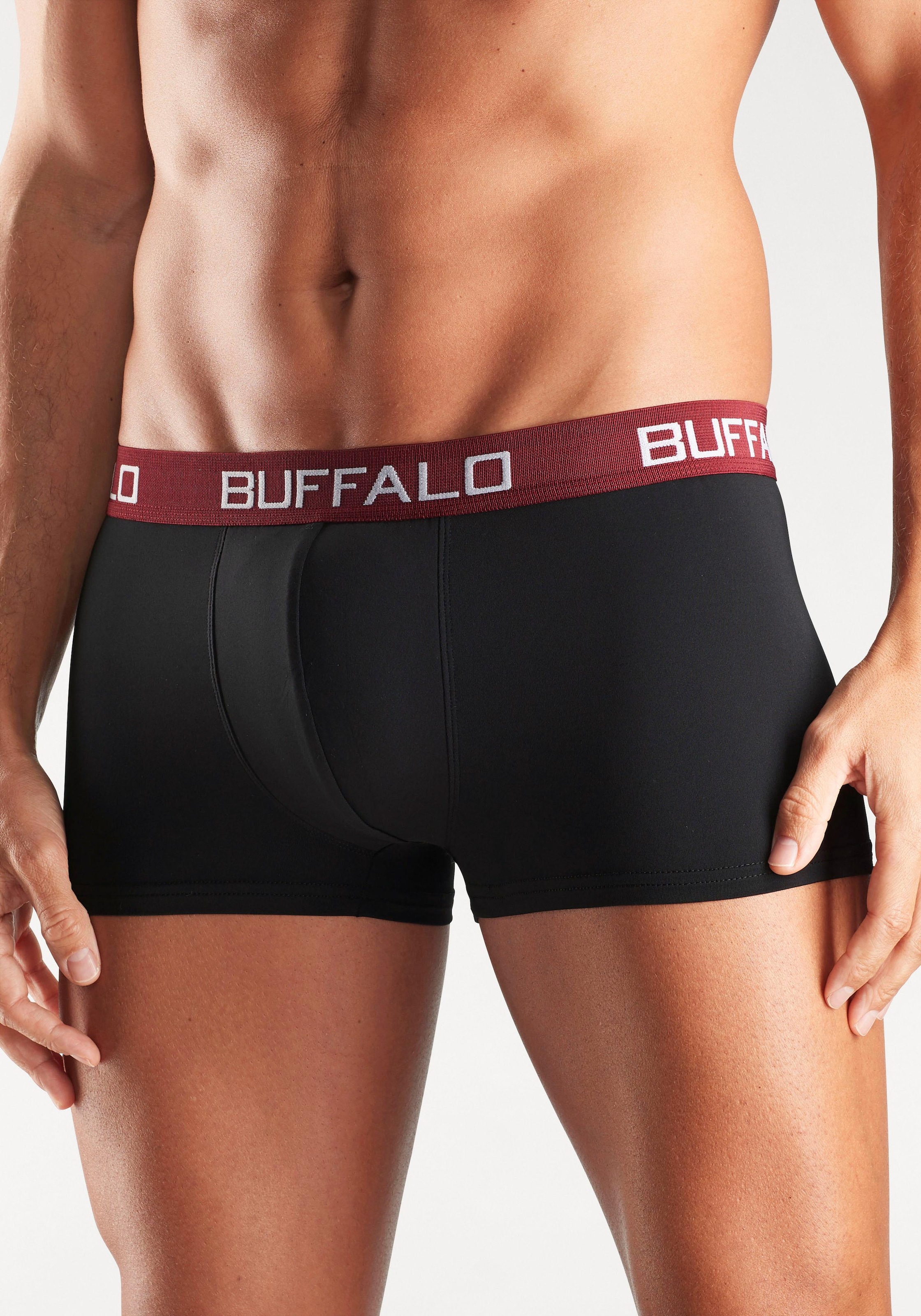 Buffalo Hipster, (Packung, 4 St.), Boxershorts mit Kontrastbund aus Baumwollmischung