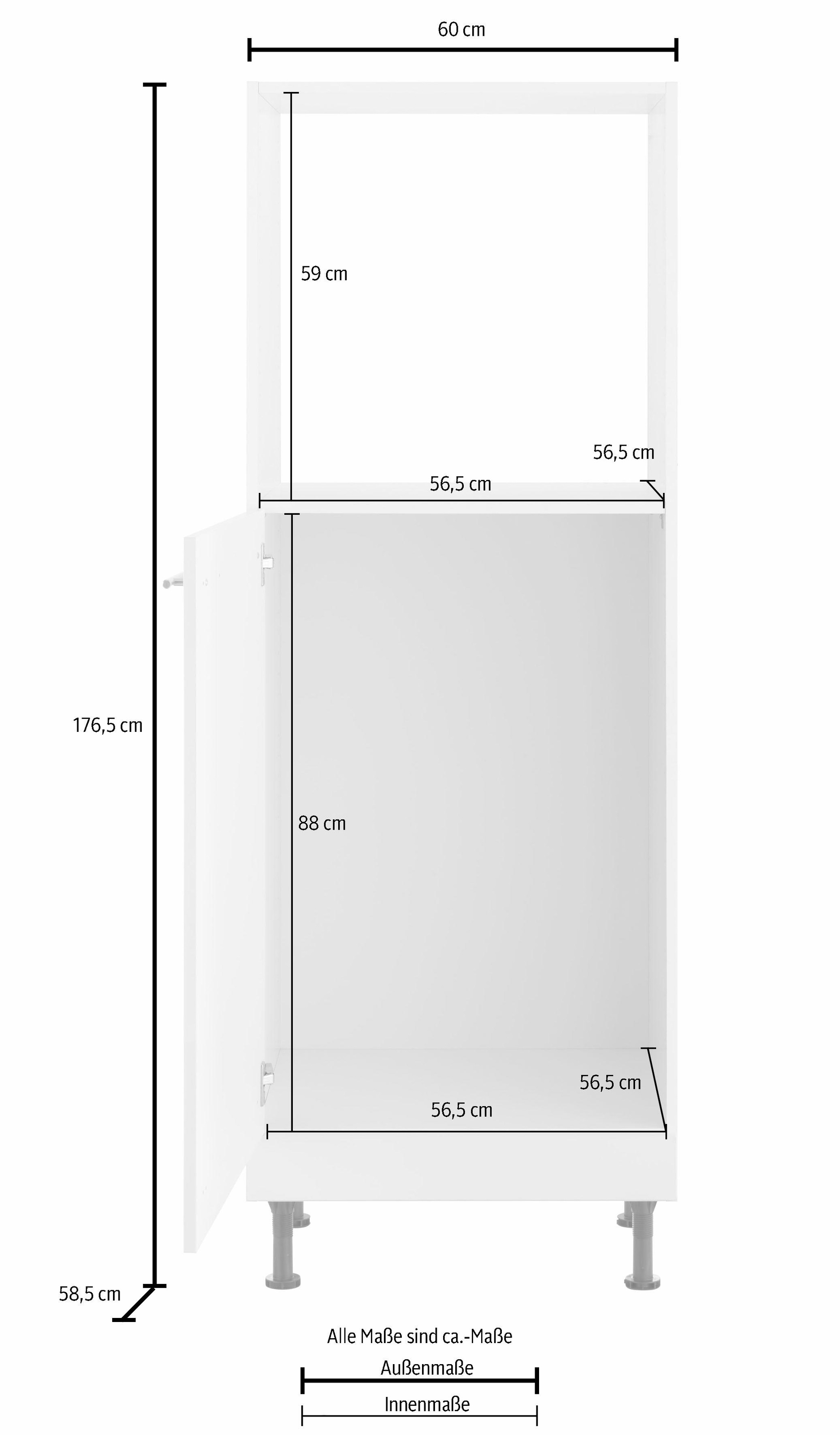 OPTIFIT Backofenumbauschrank "Bern" 60 cm breit, 176 cm hoch, höhenverstellbare Stellfüße, mit Metallgriff