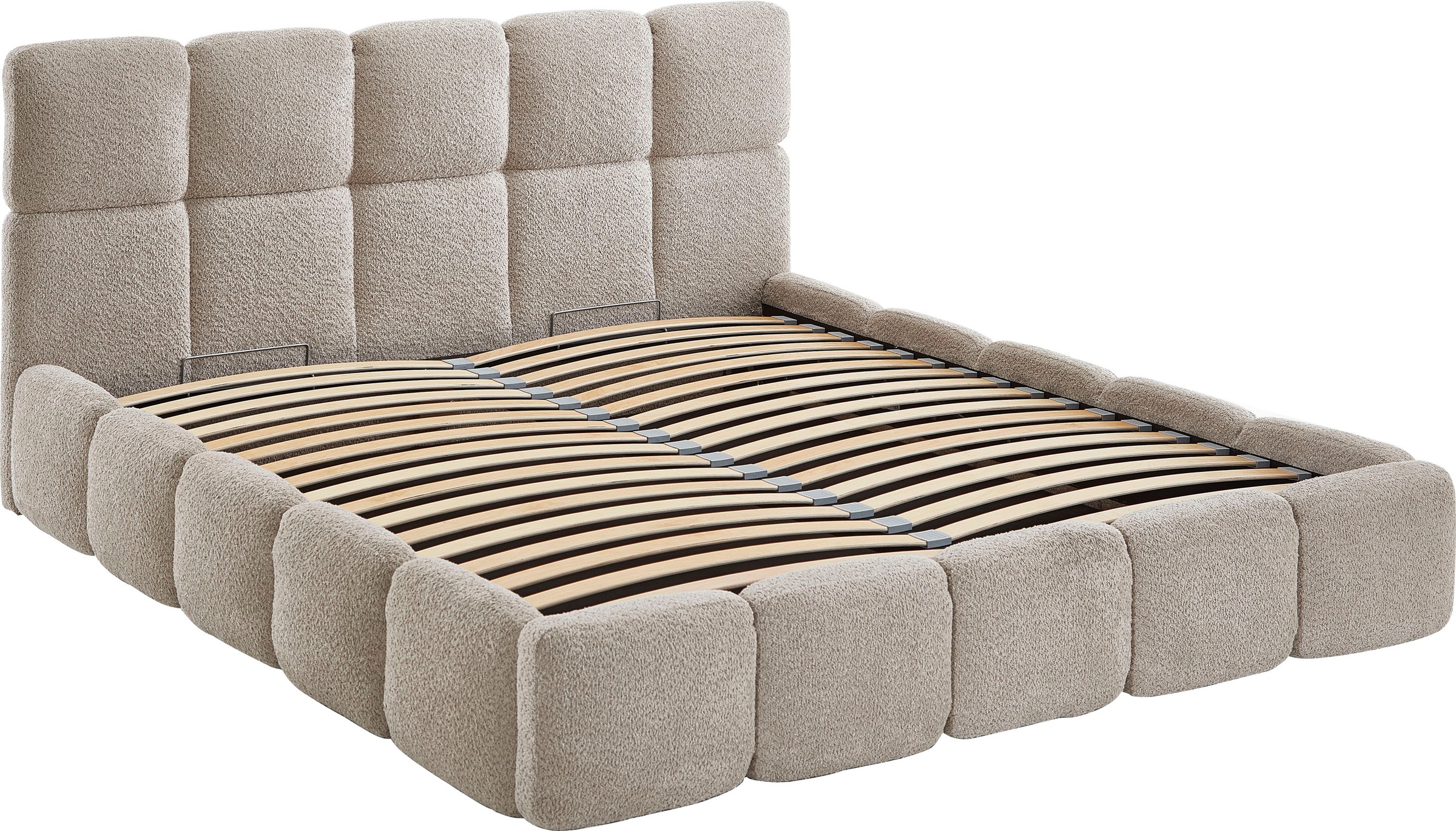 ATLANTIC home collection Polsterbett »"Jane" mit grossen Stauraum«, luxurious gepolstertes Kopfteil und Rahmen, Bezug mit Bouclécharakter
