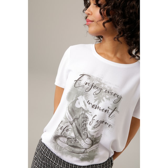 Aniston CASUAL Shirtbluse, mit Glitzersteinchen verzierter Frontdruck  online shoppen | Jelmoli-Versand